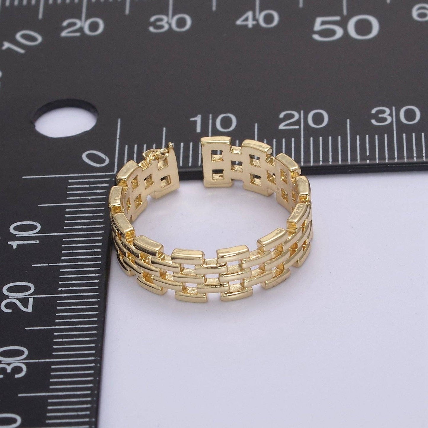 Gold Filled Panther Link Ring Open Adjustable Jewelry for St