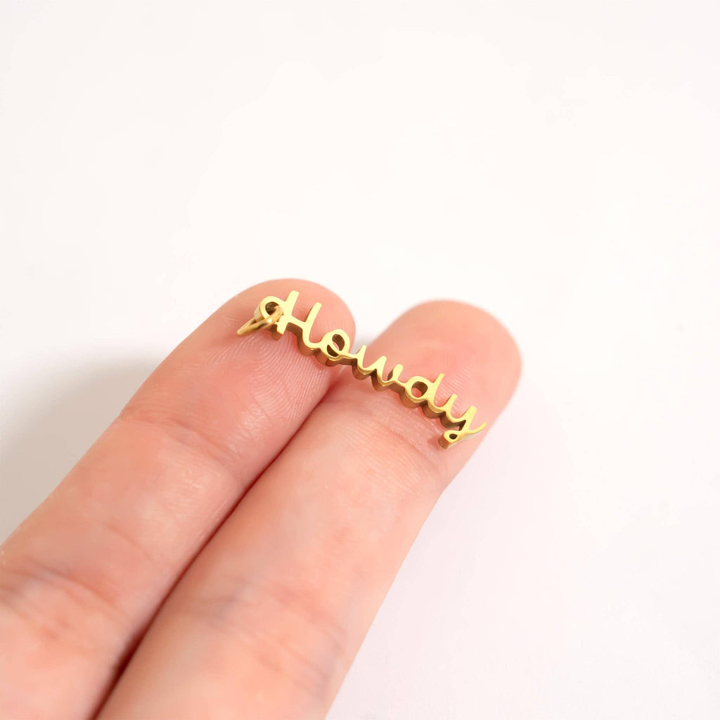 18K Gold PVD Stainless Steel Howdy Charm: Gold