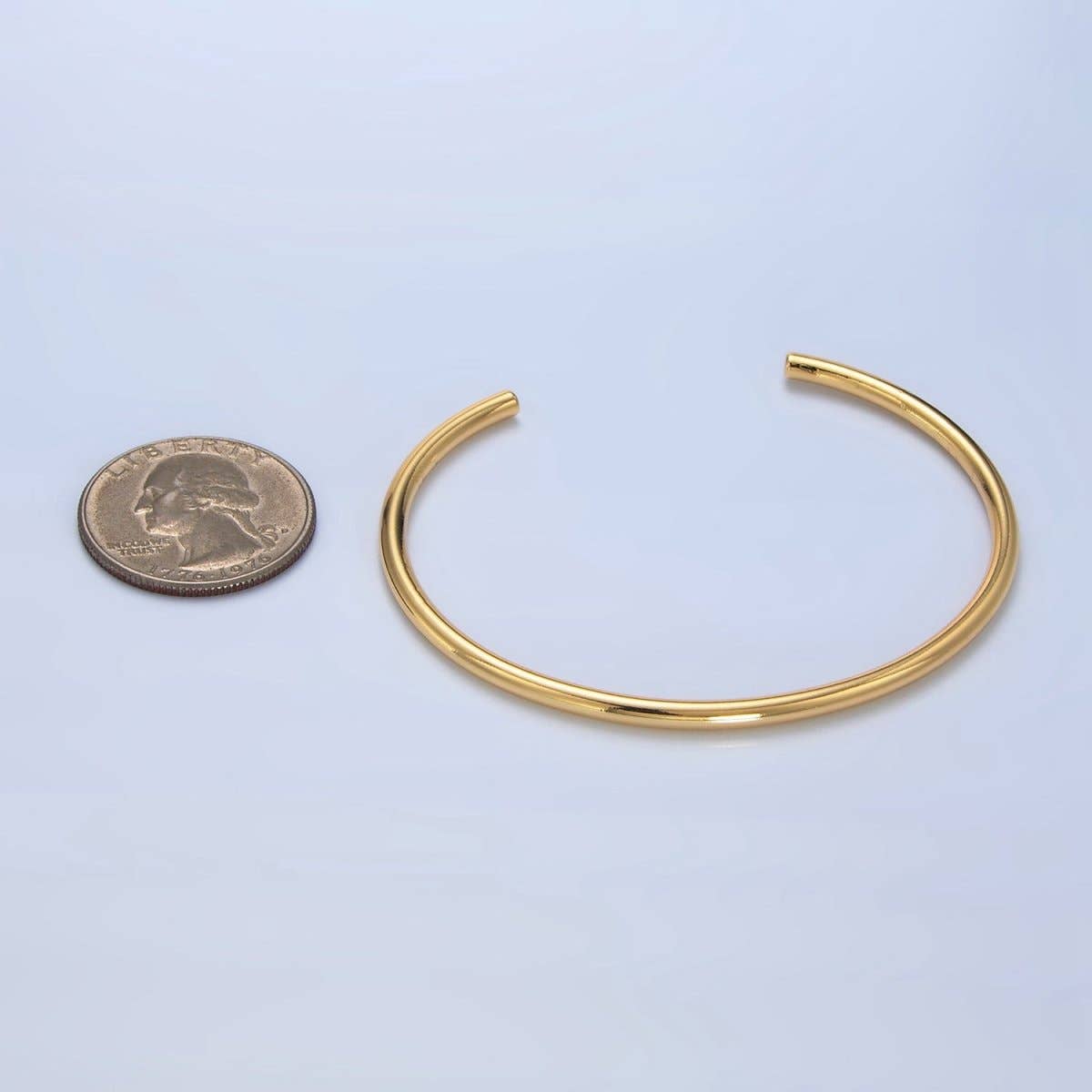 24K Gold Filled Minimalist Band Cuff Bangle Bracelet | WA-2632