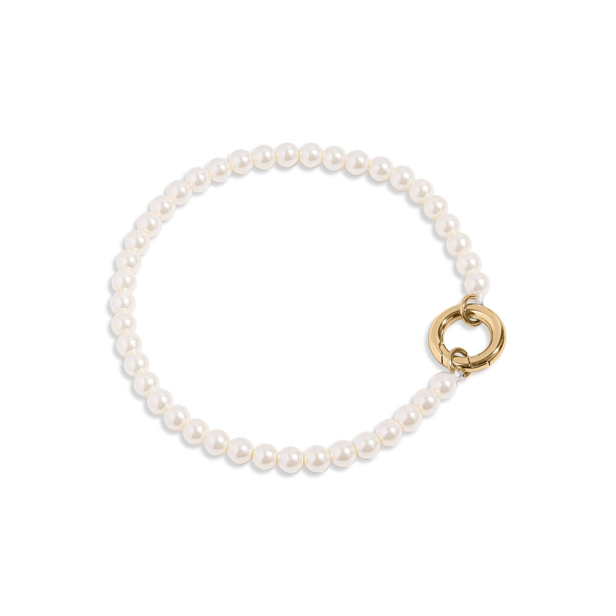 Beaded Pearl Charm Holder Bracelet: Kiska / Gold