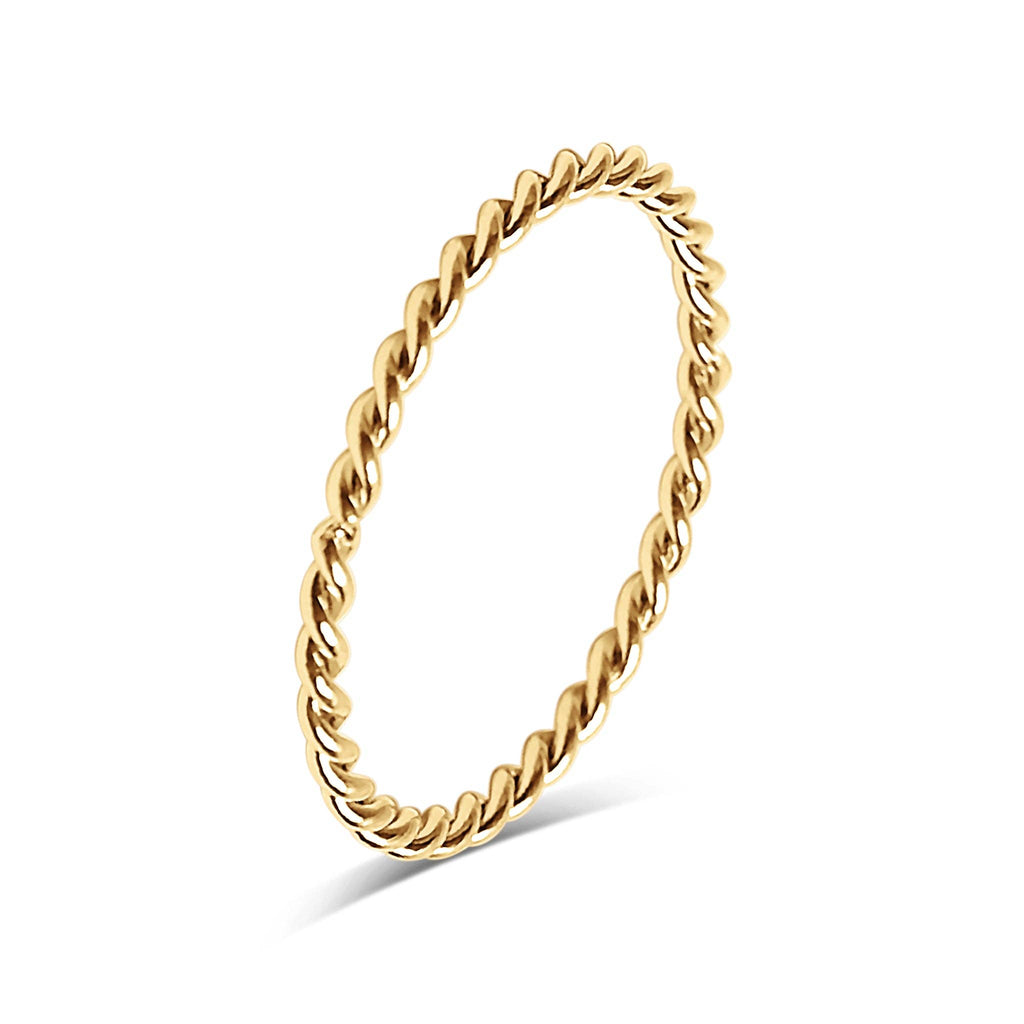 Stainless Steel Braided Stacking Ring - Hypoallergenic: Gold / 6