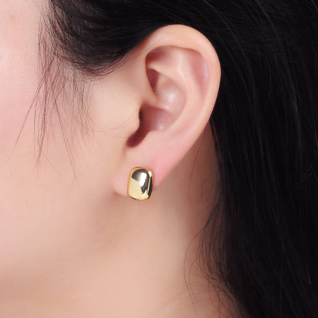 14K Gold Filled Mini Rectangular Bar Stud Earrings: Gold