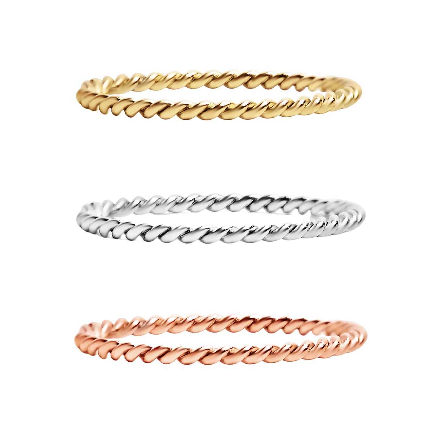Stainless Steel Braided Stacking Ring - Hypoallergenic: Gold / 6