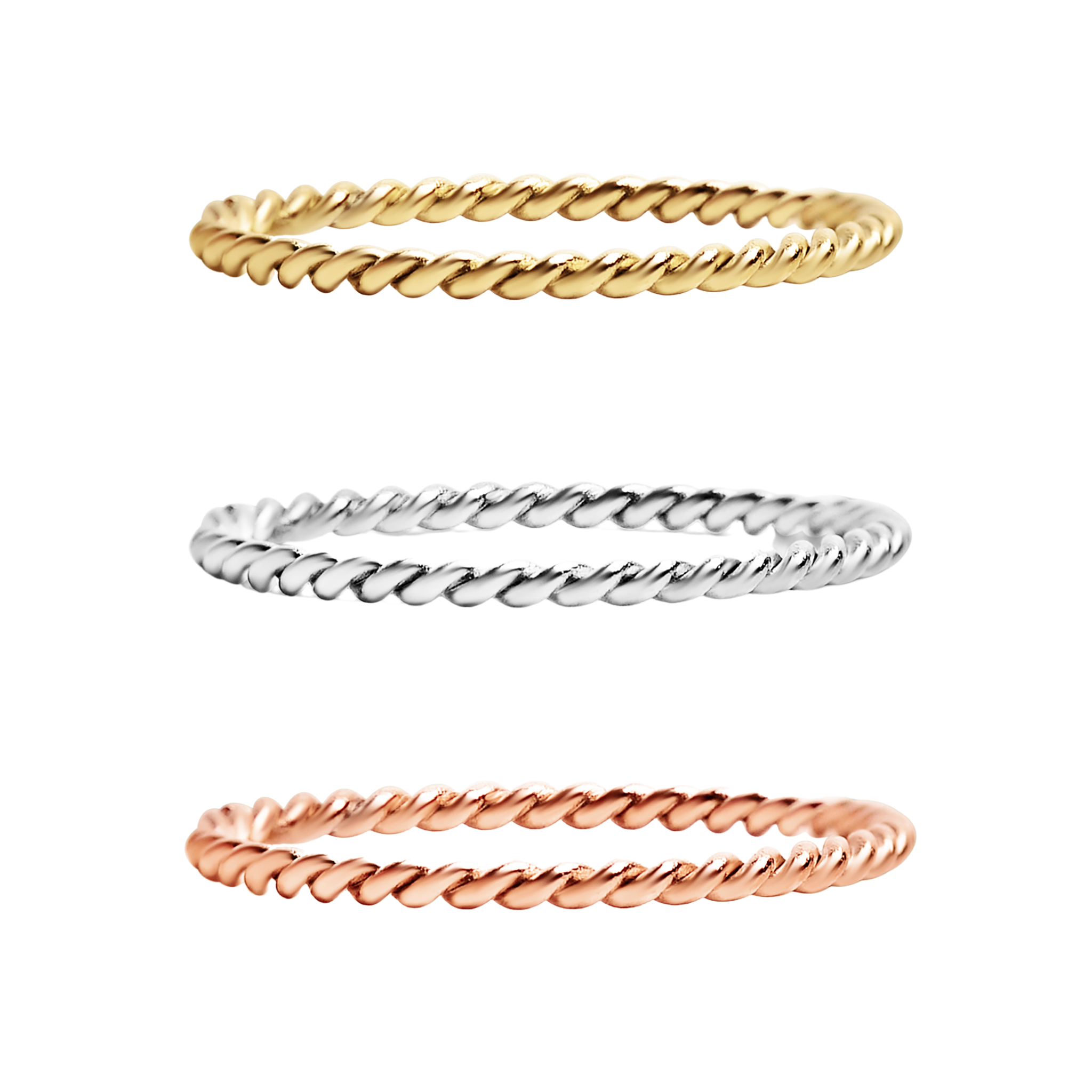 Stainless Steel Braided Stacking Ring - Hypoallergenic: Gold / 6