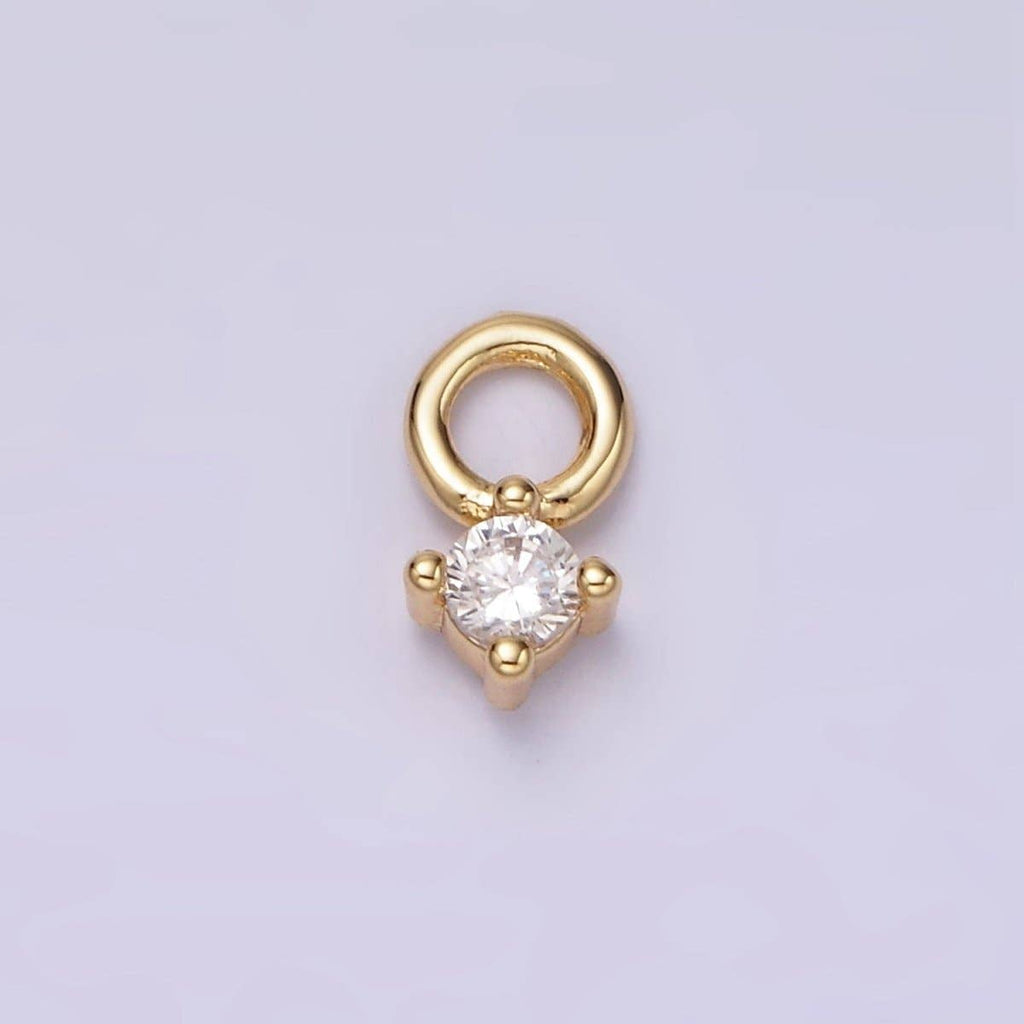 14K Gold Filled 5mm Clear CZ Round Mini Add-On Charm | AG529