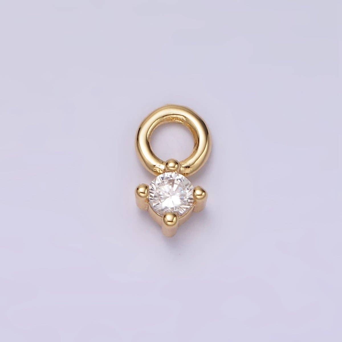 14K Gold Filled 5mm Clear CZ Round Mini Add-On Charm | AG529