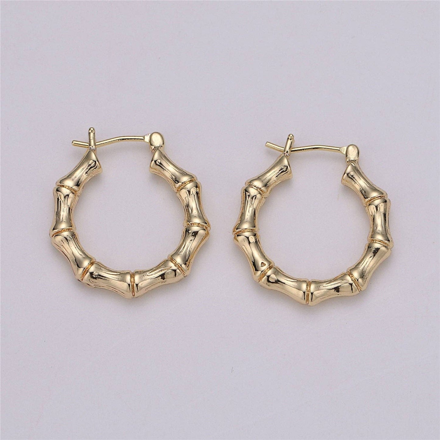 18k Gold Filled Bamboo Hoop Earrings K001