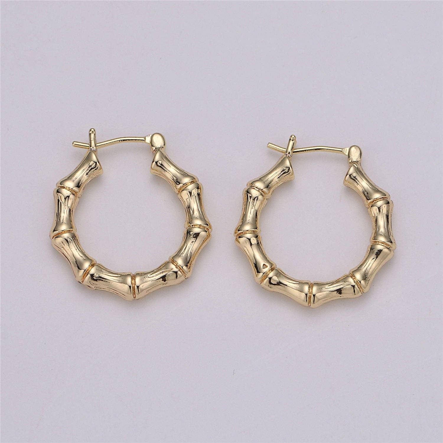 18k Gold Filled Bamboo Hoop Earrings K001