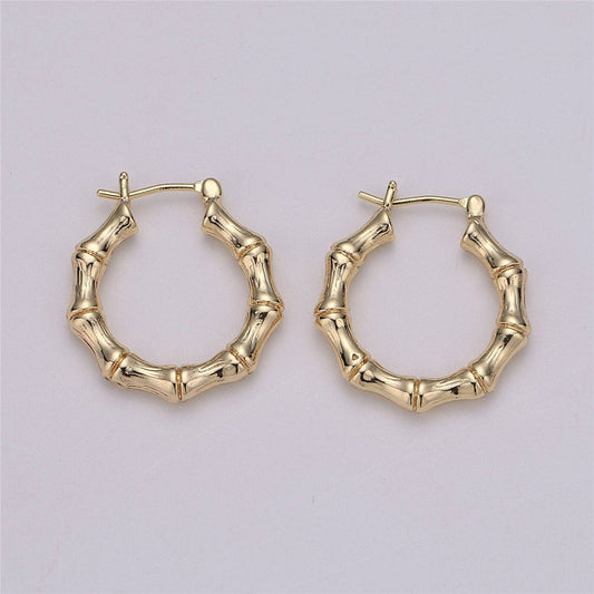 18k Gold Filled Bamboo Hoop Earrings K001