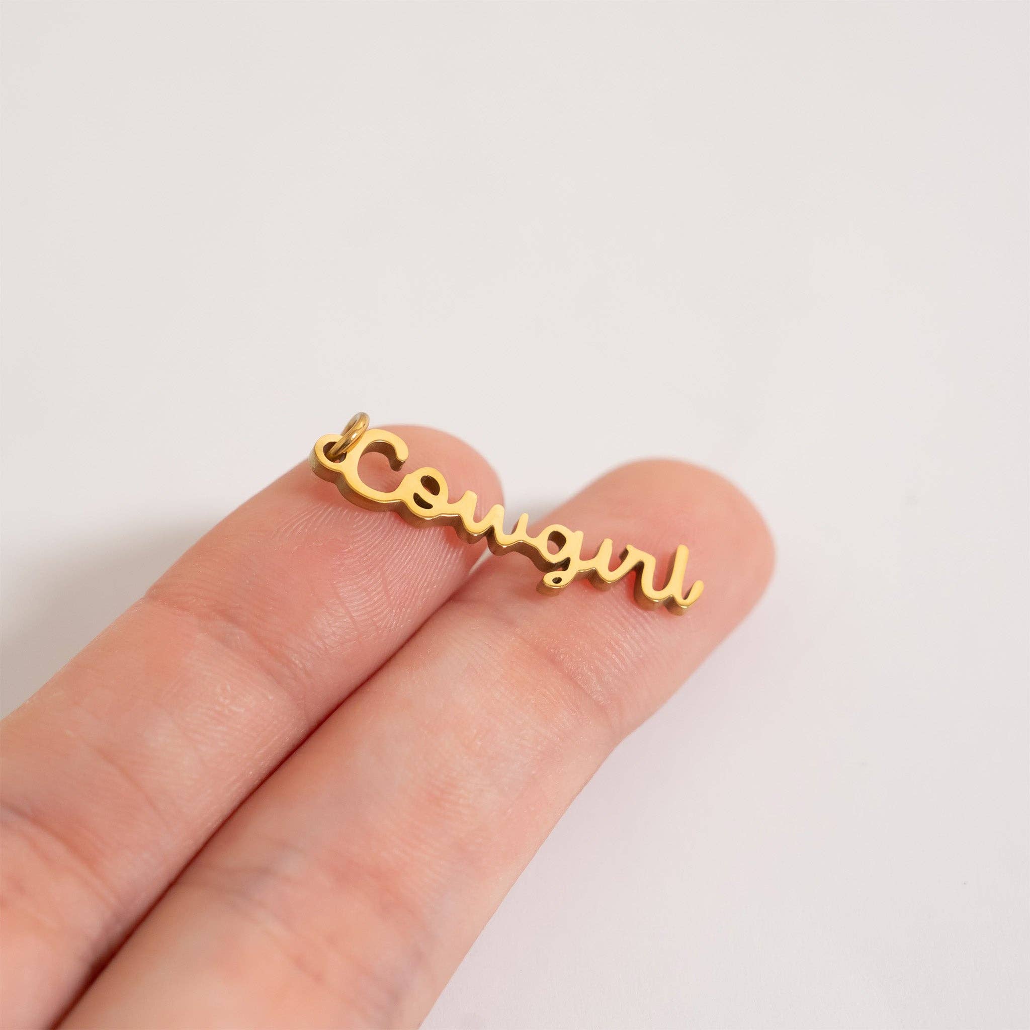 18K Gold Stainless Steel Cowgirl Charm: Gold