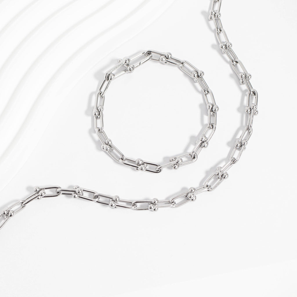 18K Gold PVD Stainless Steel Hardware Chain Bracelet: Gold