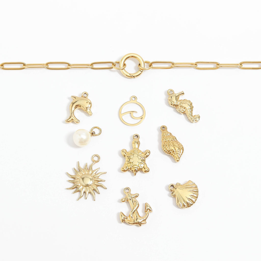 Stainless Steel Paperclip Carabiner Charm Holder Necklace: Gold / 16"+2"