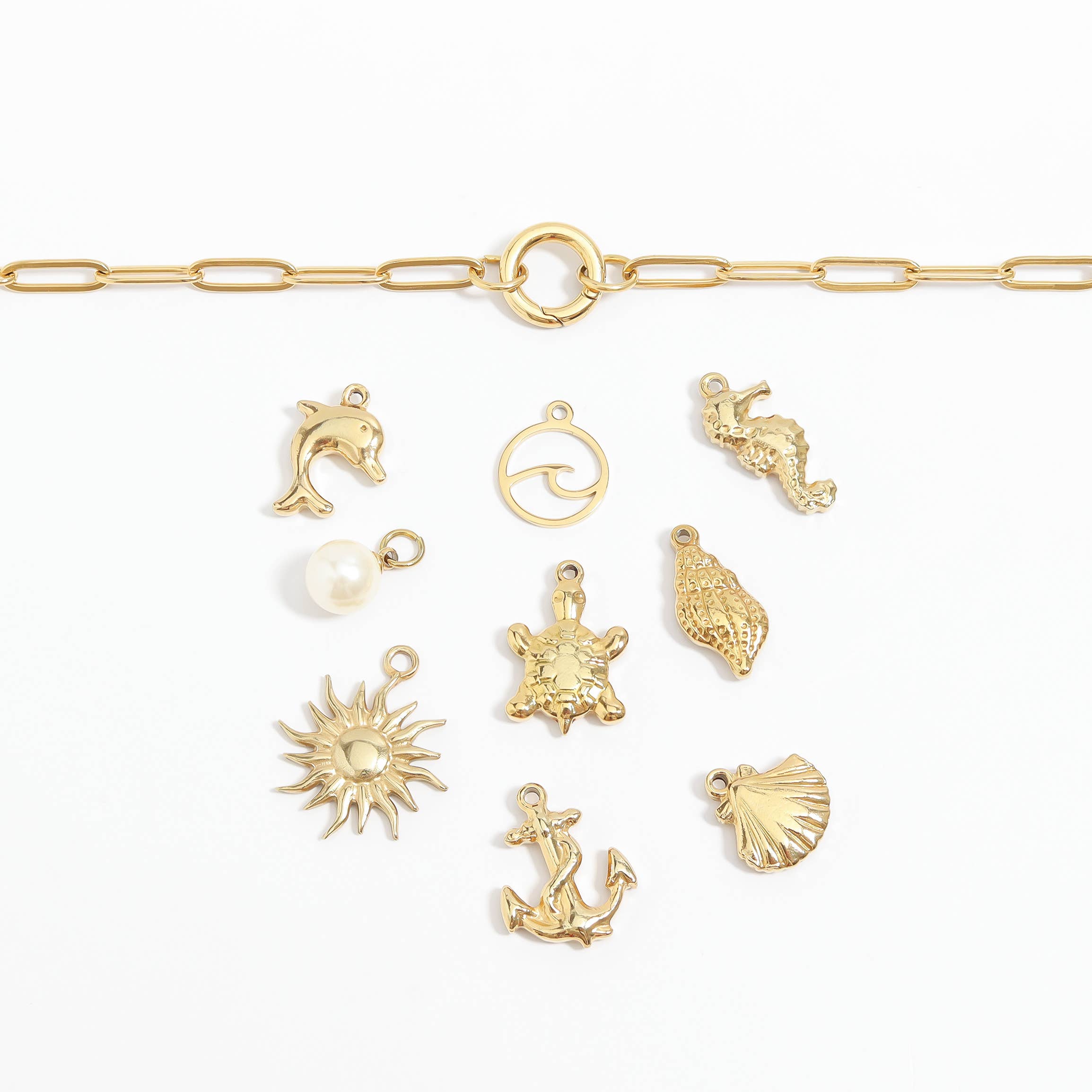 Stainless Steel Paperclip Carabiner Charm Holder Necklace: Gold / 16"+2"