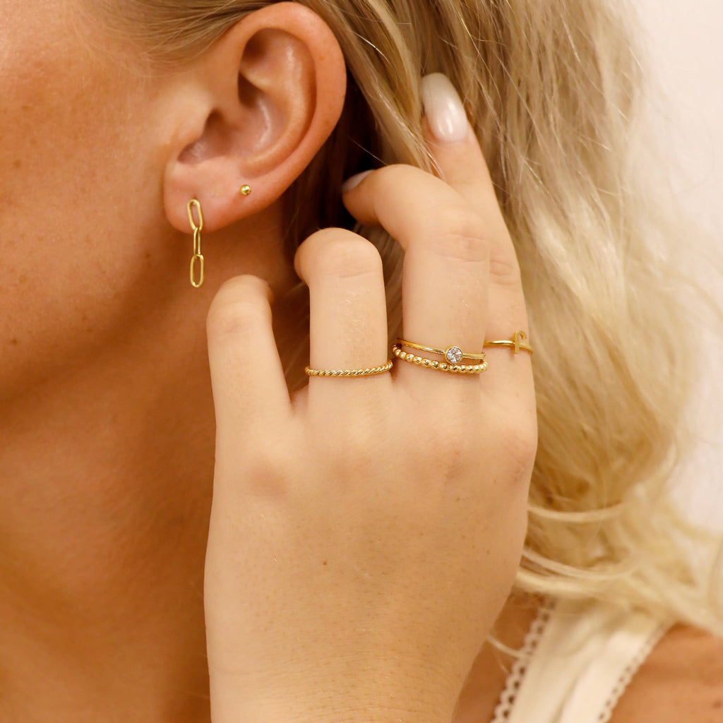 Stainless Steel Braided Stacking Ring - Hypoallergenic: Gold / 6