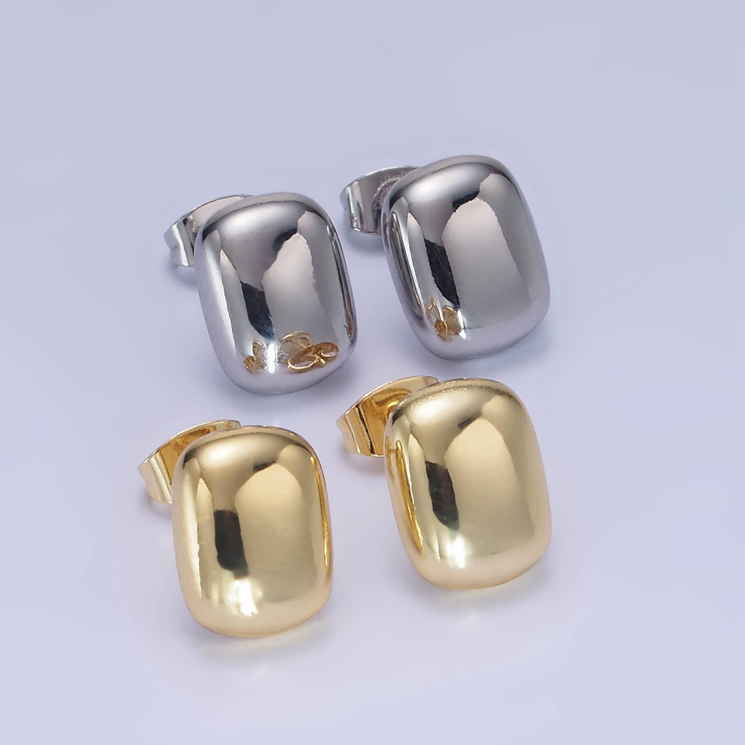 14K Gold Filled Mini Rectangular Bar Stud Earrings: Gold