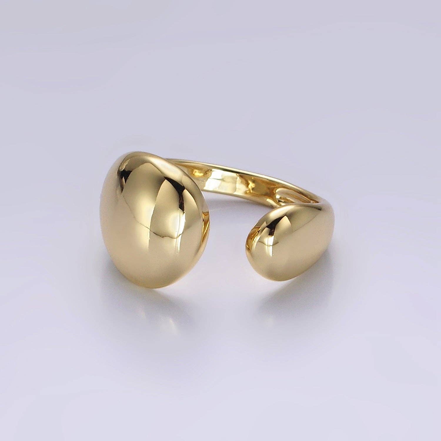 14K Gold Filled Rounded Flat Bar Minimalist Wrap Claw Ring | O579