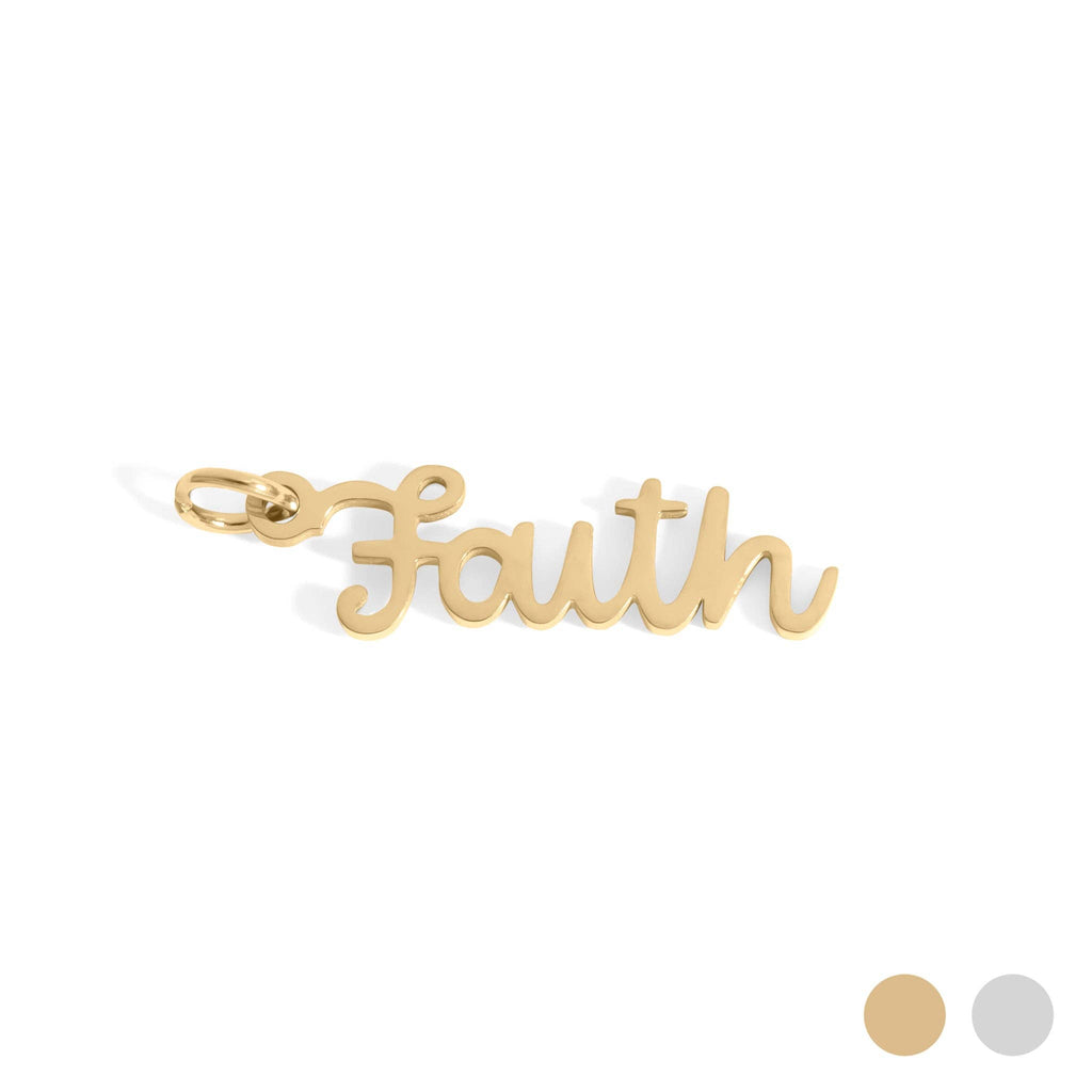 18K Gold PVD Stainless Steel Faith Charm: Gold