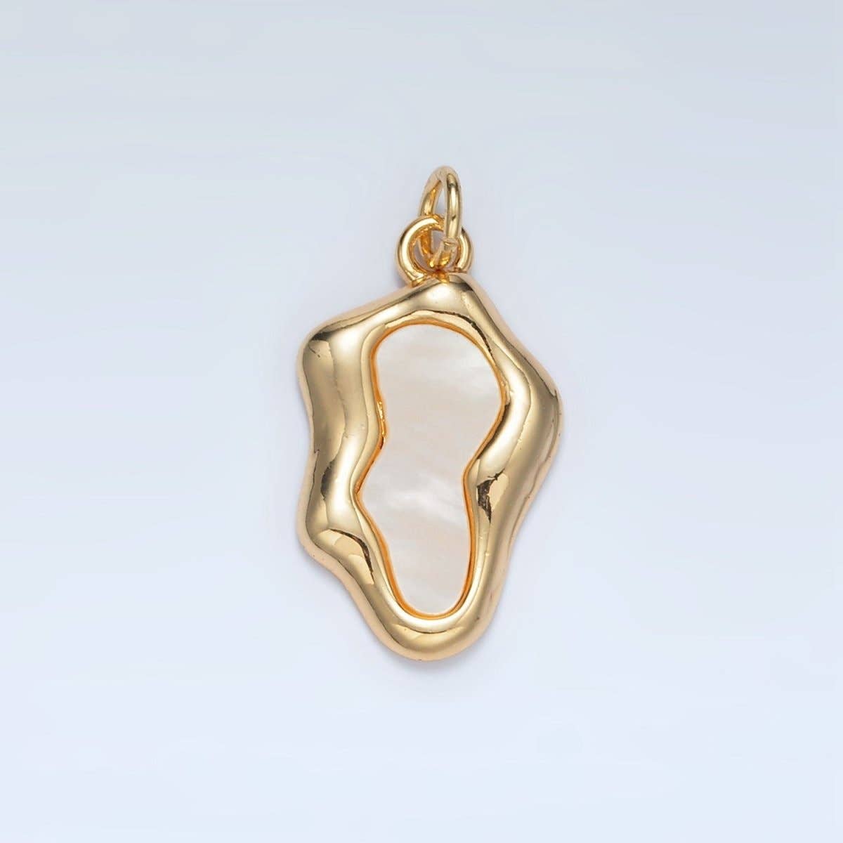 24K Gold Filled Shell Pearl Molten Abstract Bezel Charm | M551