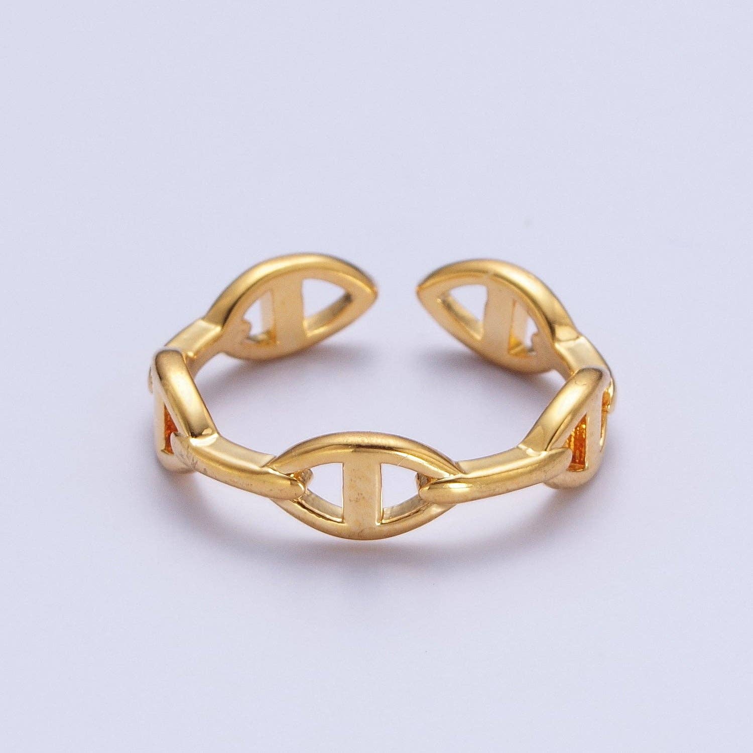 24K Gold Filled Anchor Mariner Chain Link Adjustable Gold Ring | X574