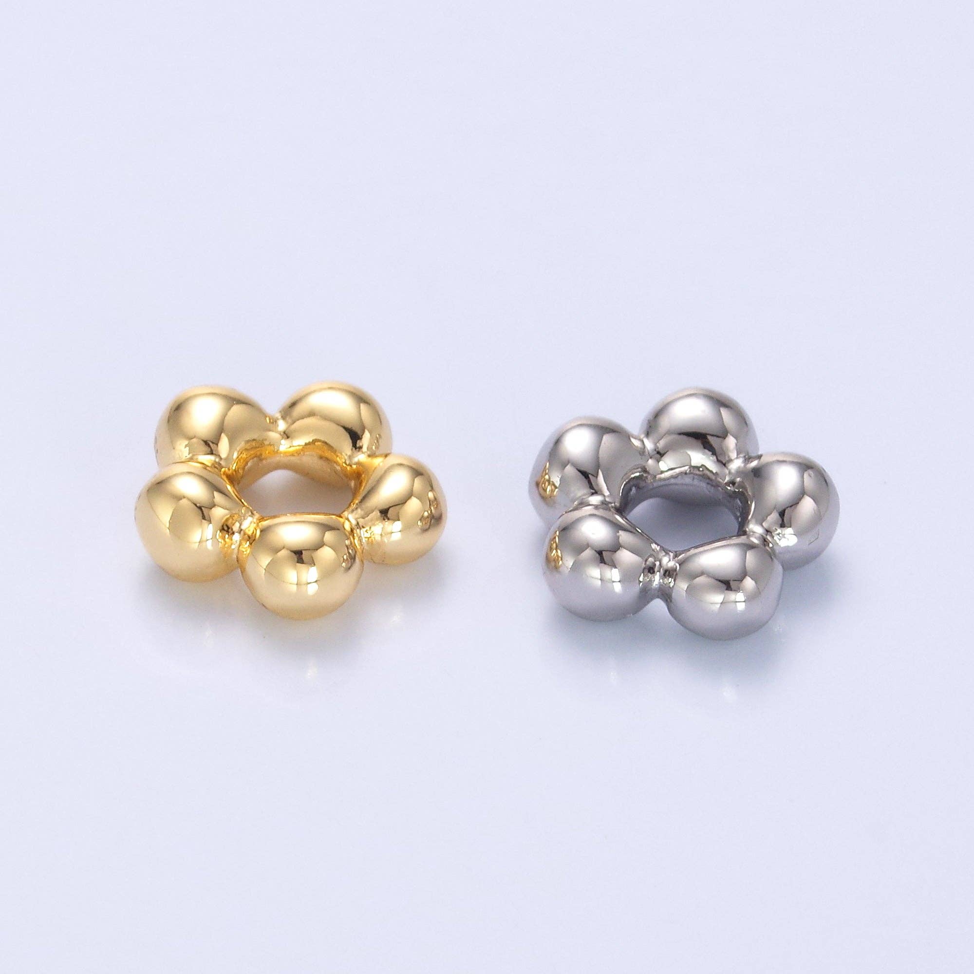 24K Gold Filled Minimalist Round Rhondelle Bead in Gold & Silver | B642: Gold