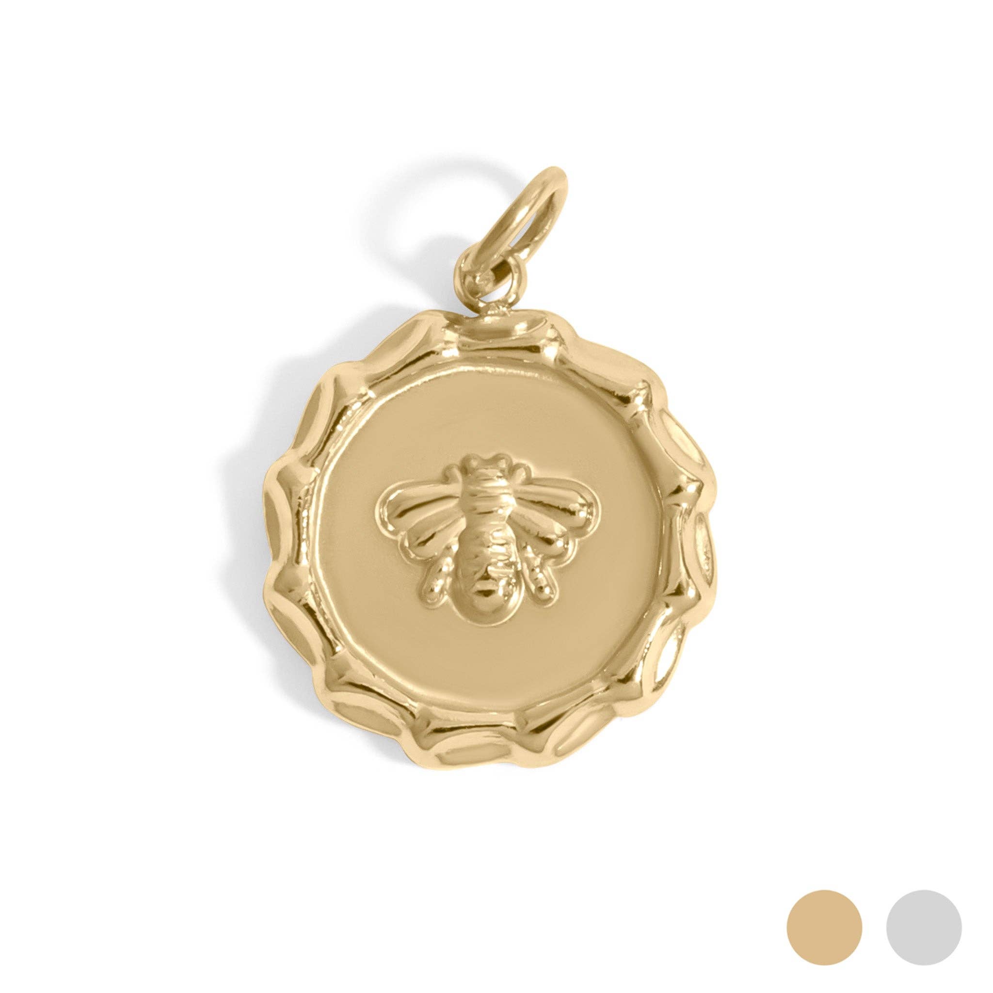 18K Gold PVD Stainless Steel Bee Pendant: Gold