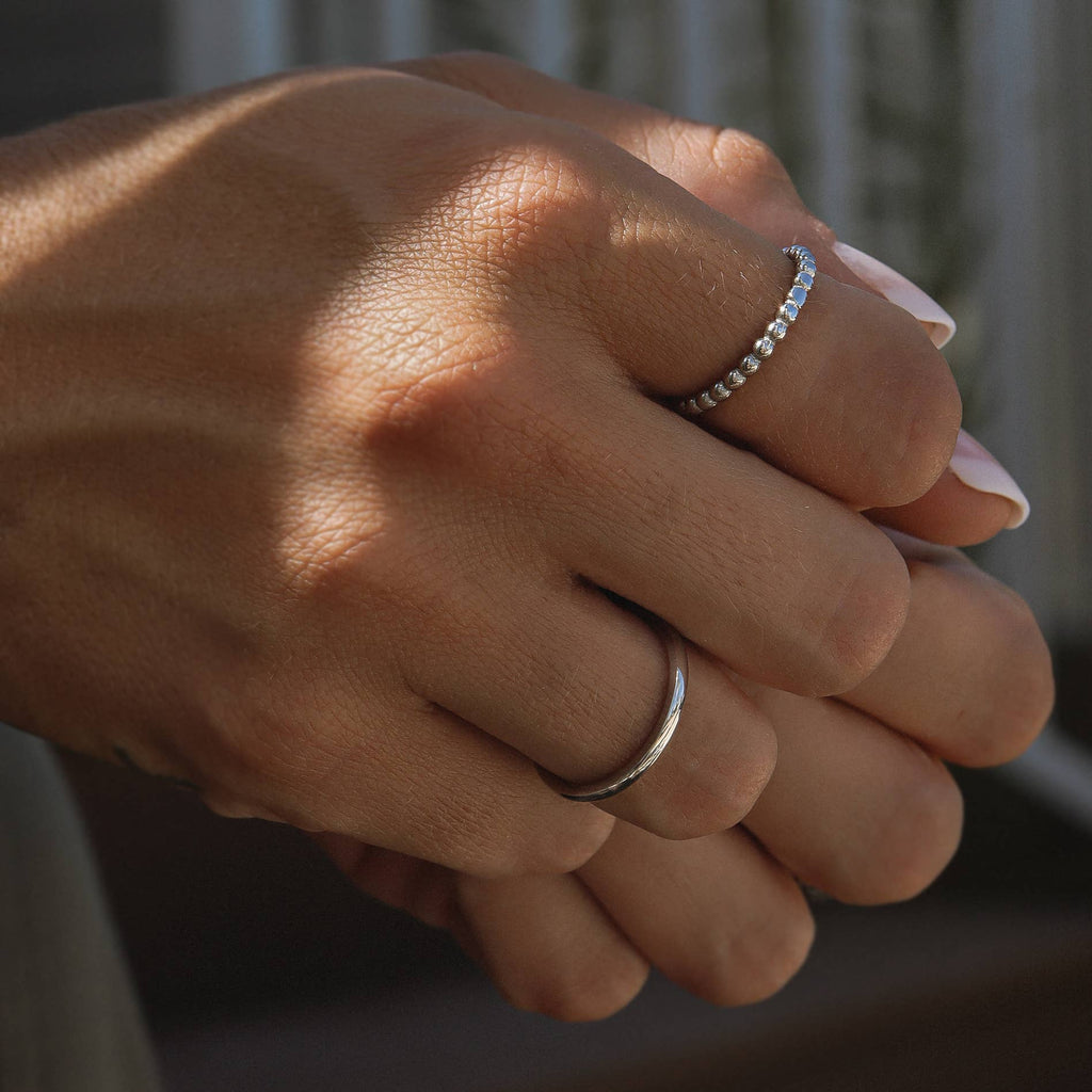 Stainless Steel Beaded Spacer Ring: Gold / 6