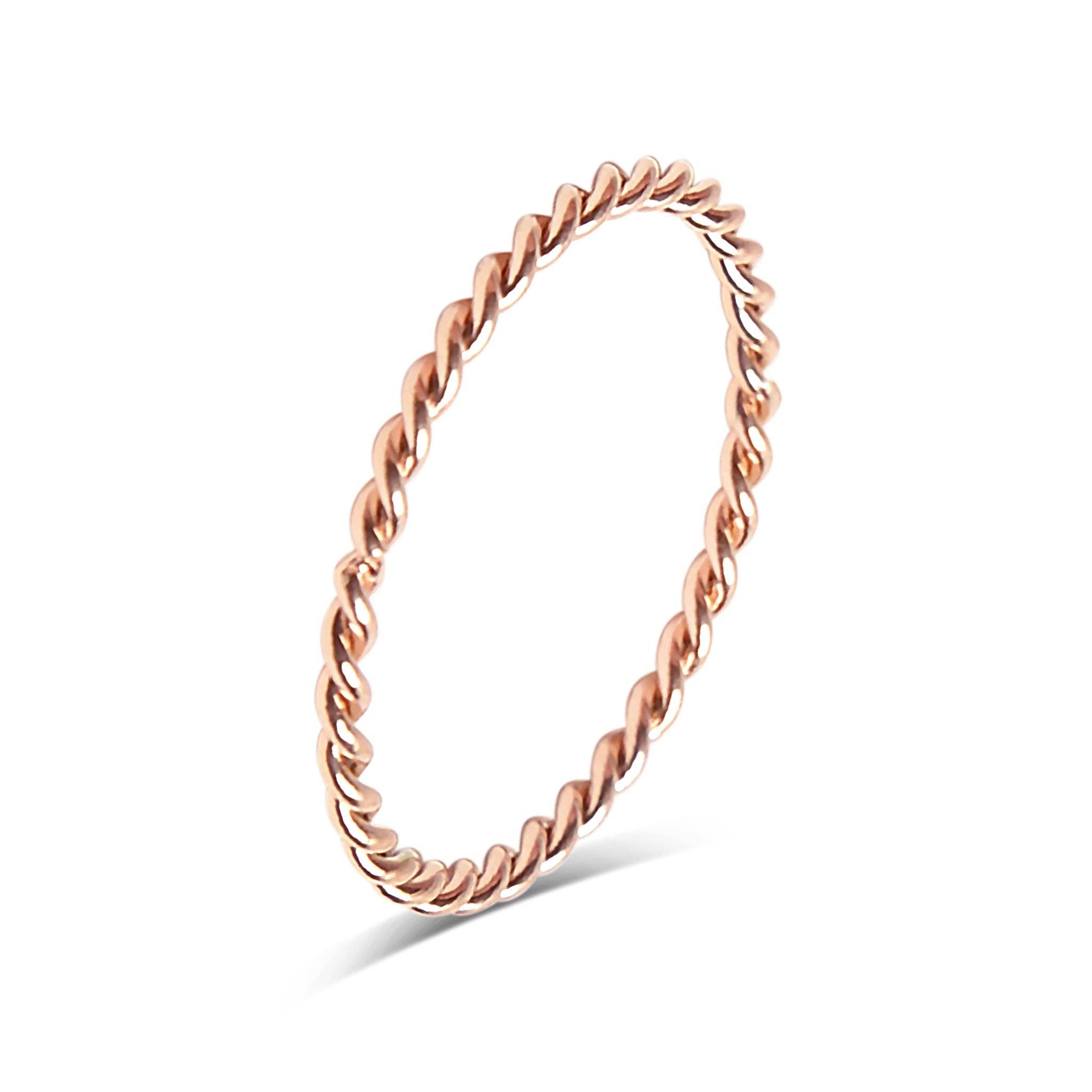 Stainless Steel Braided Stacking Ring - Hypoallergenic: Gold / 6