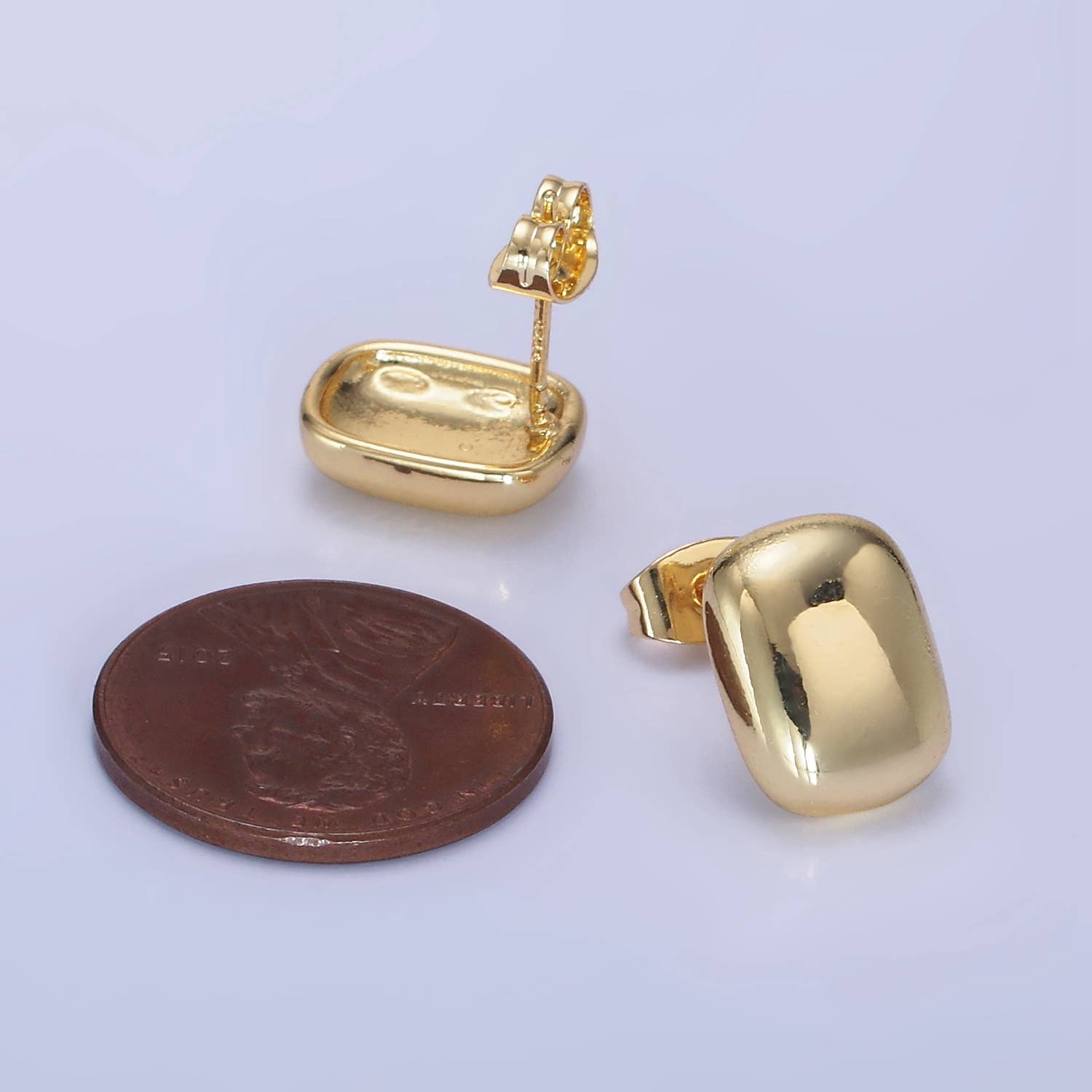 14K Gold Filled Mini Rectangular Bar Stud Earrings: Gold
