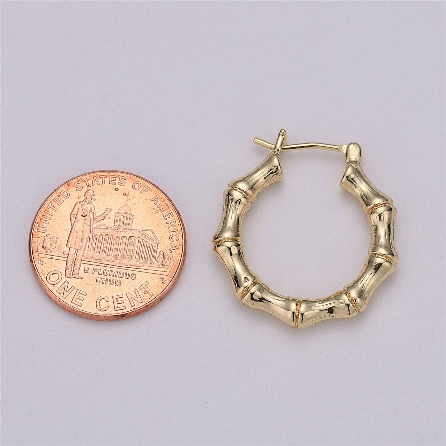 18k Gold Filled Bamboo Hoop Earrings K001