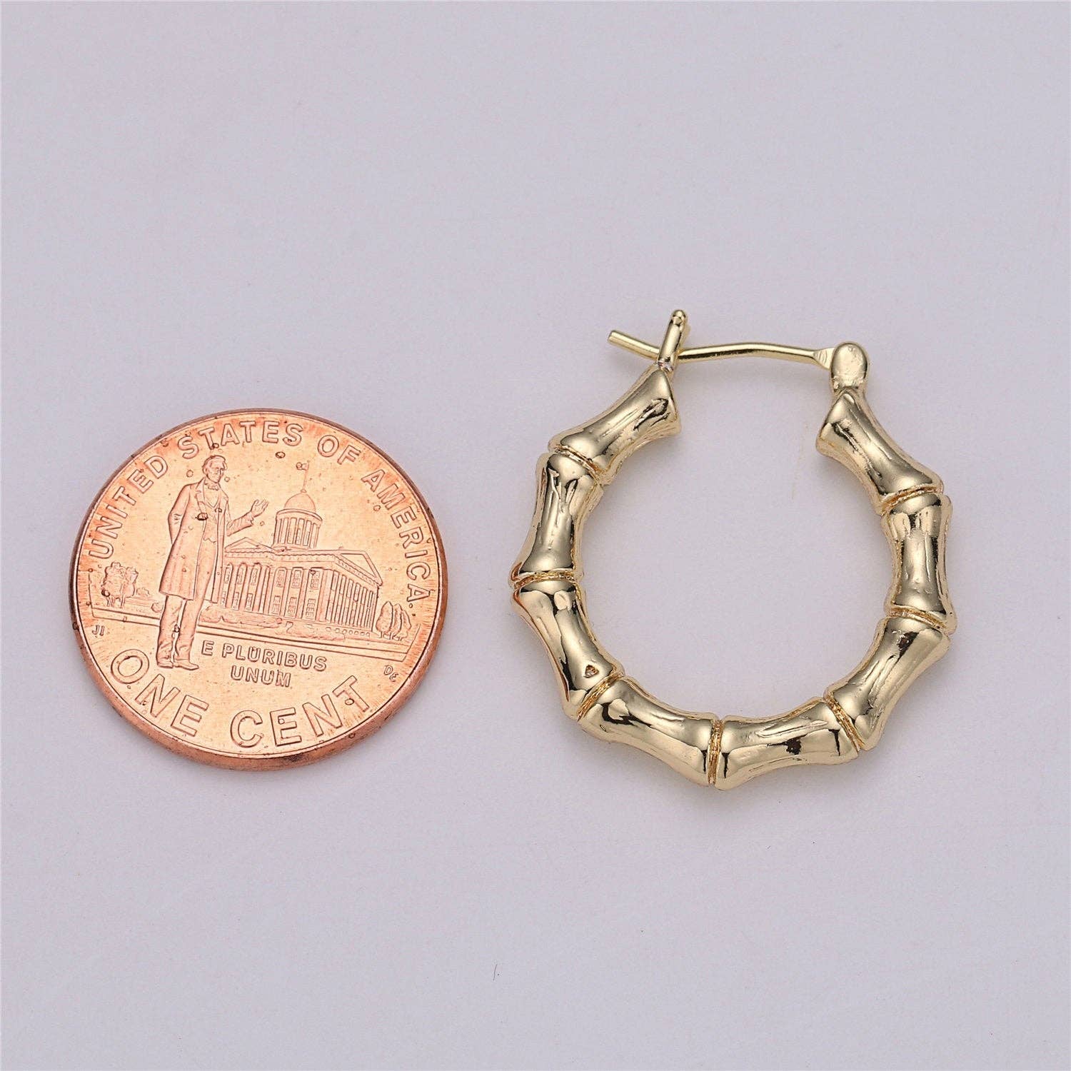 18k Gold Filled Bamboo Hoop Earrings K001