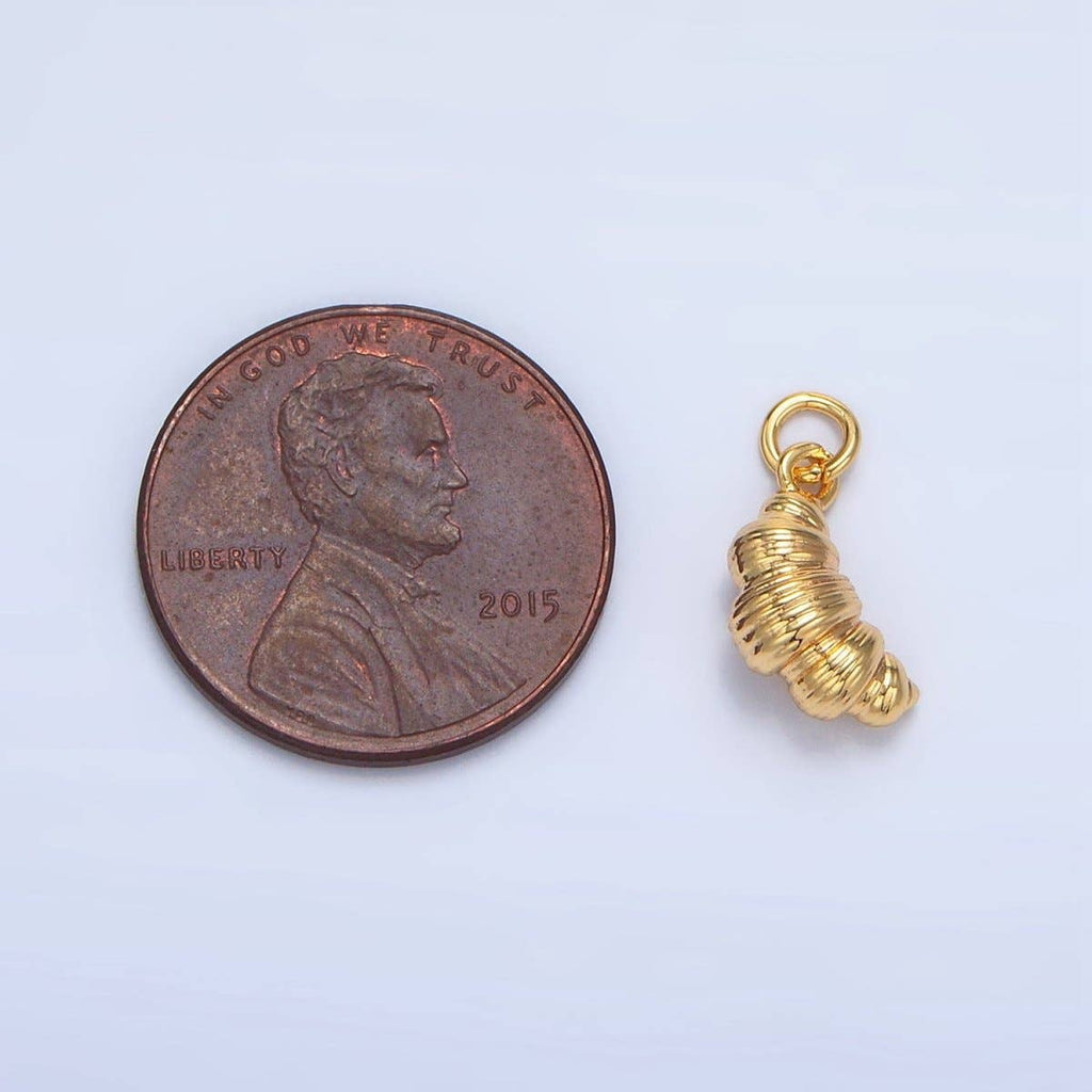 24K Gold Filled Mini Croissant Pastry Multidimensional Minimalist Charm | X599