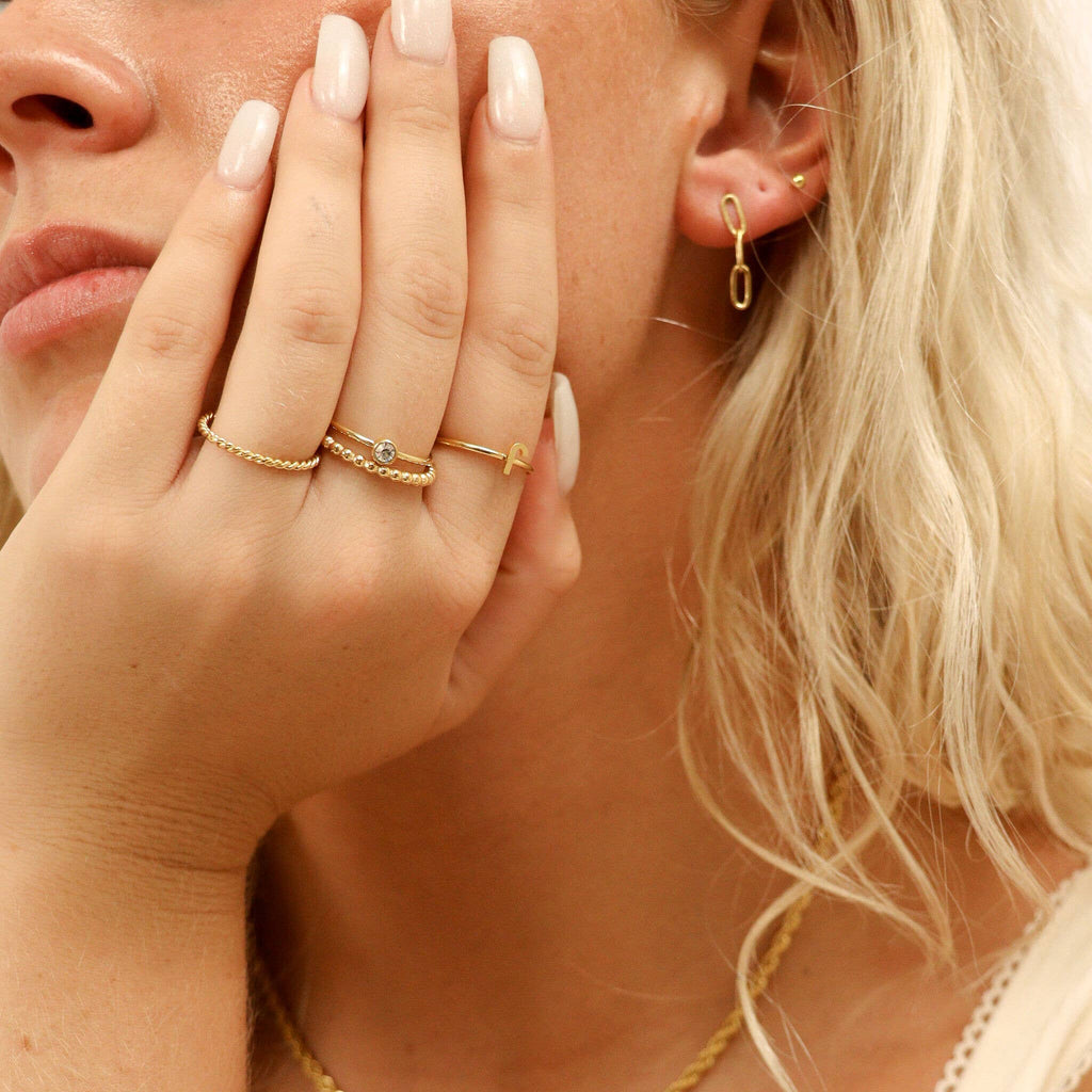 Stainless Steel Braided Stacking Ring - Hypoallergenic: Gold / 6