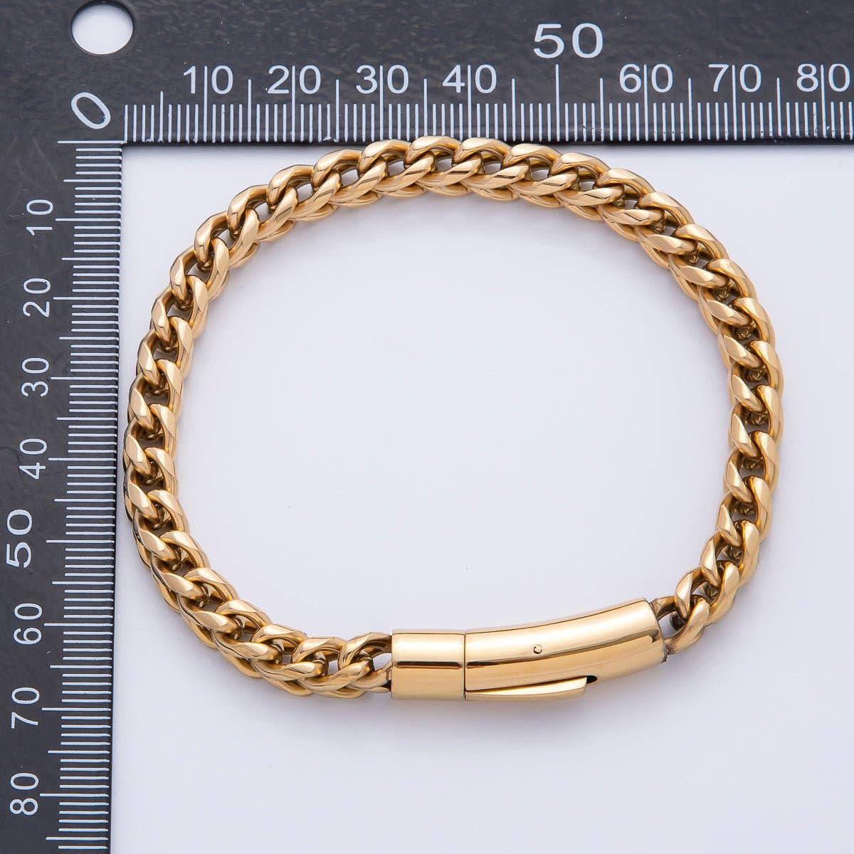 Gold Stainless Steel 6mm Classic Thick Curb Chain 6 Inch Bracelet | WA-3795