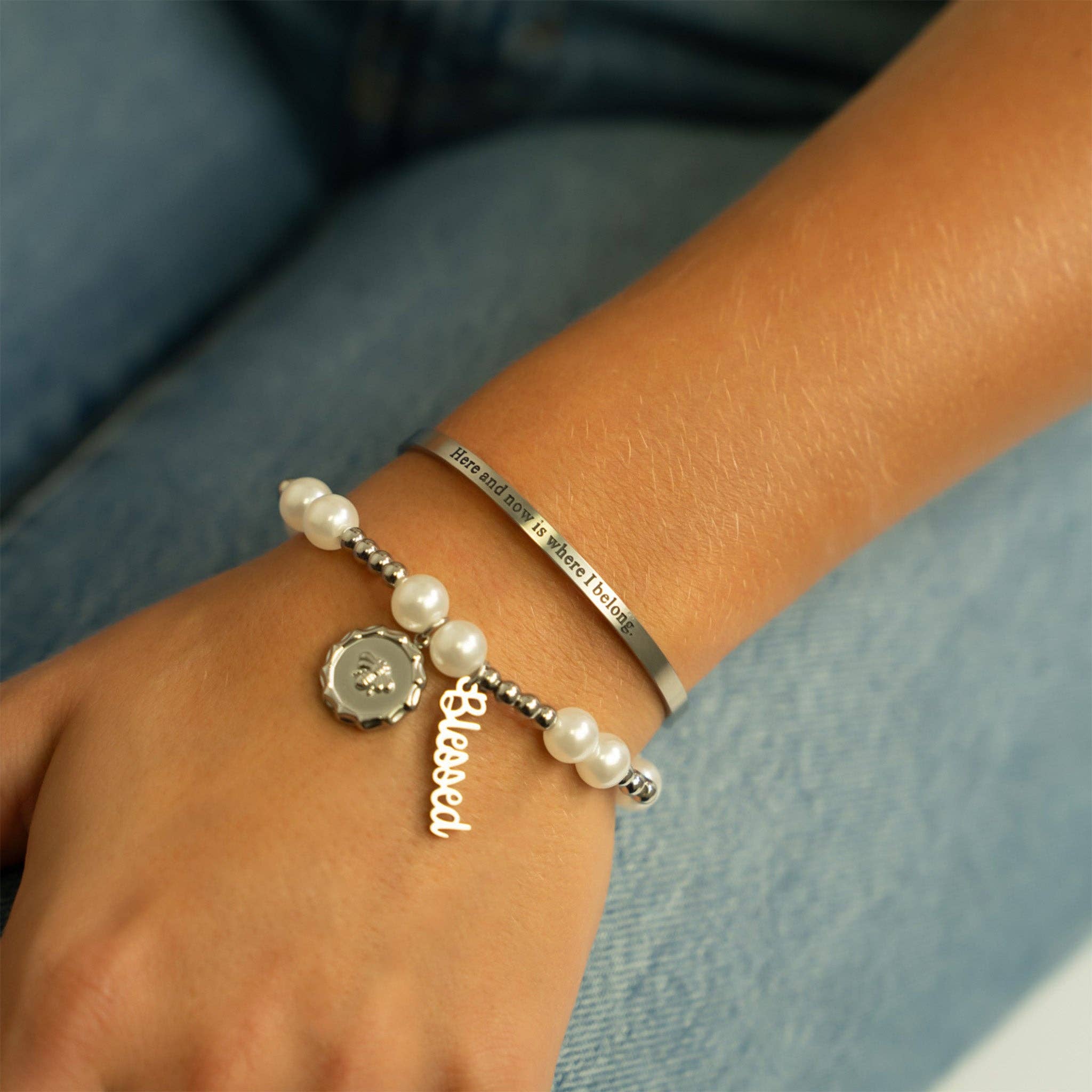 18K Gold PVD Stainless Steel Blessed Charm: Gold