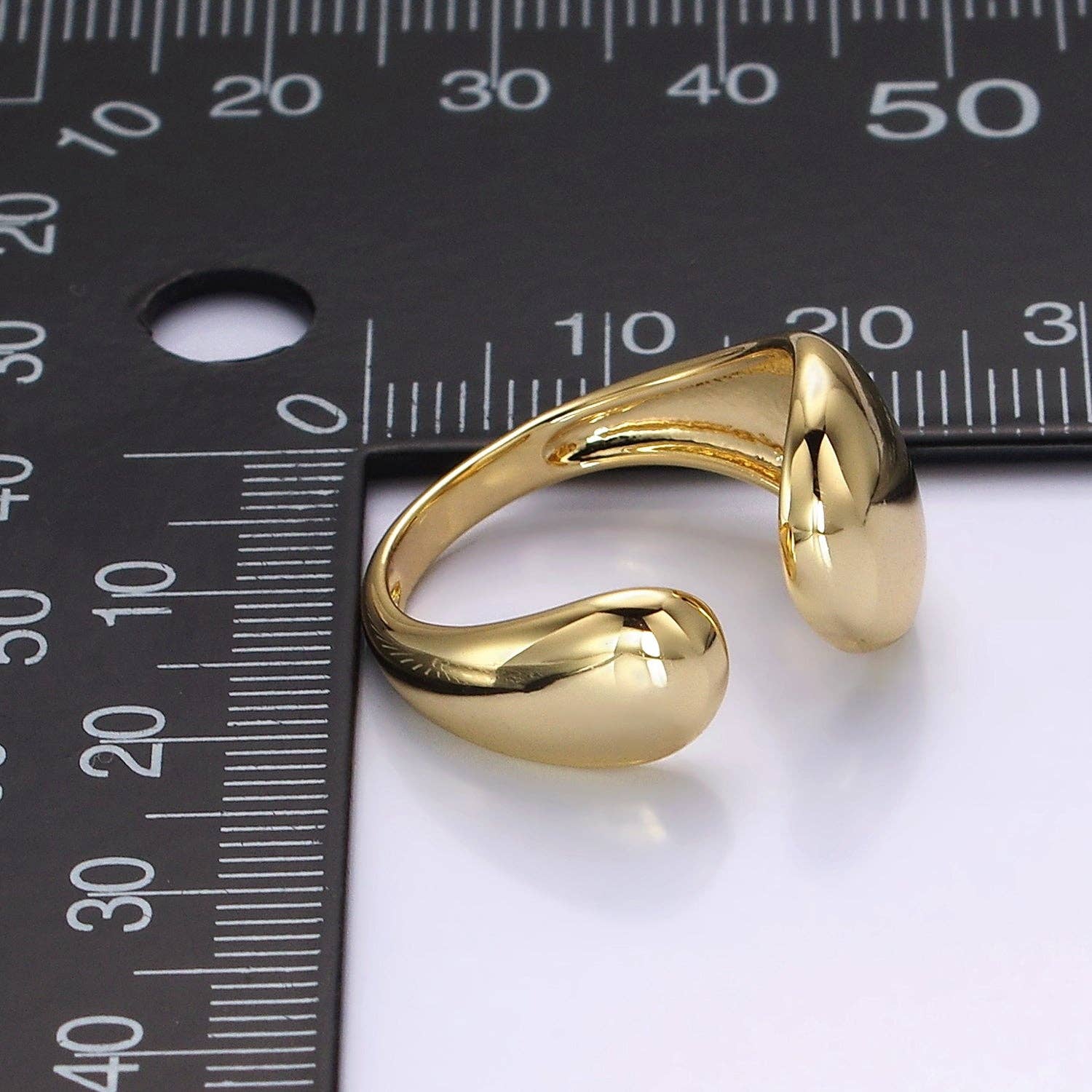 14K Gold Filled Rounded Flat Bar Minimalist Wrap Claw Ring | O579