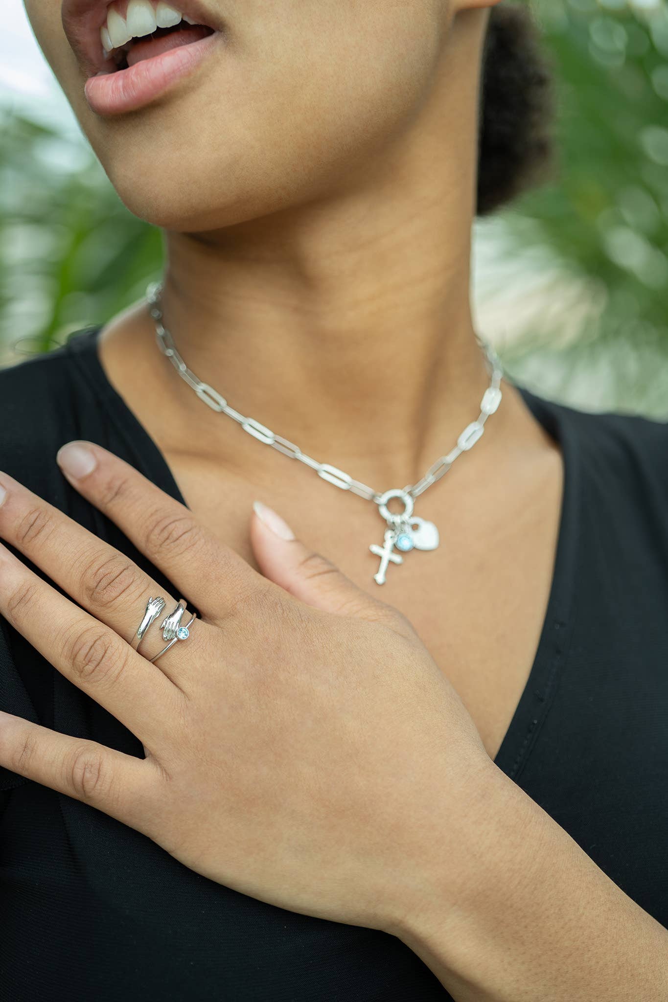 Stainless Steel Paperclip Carabiner Charm Holder Necklace: Gold / 16"+2"