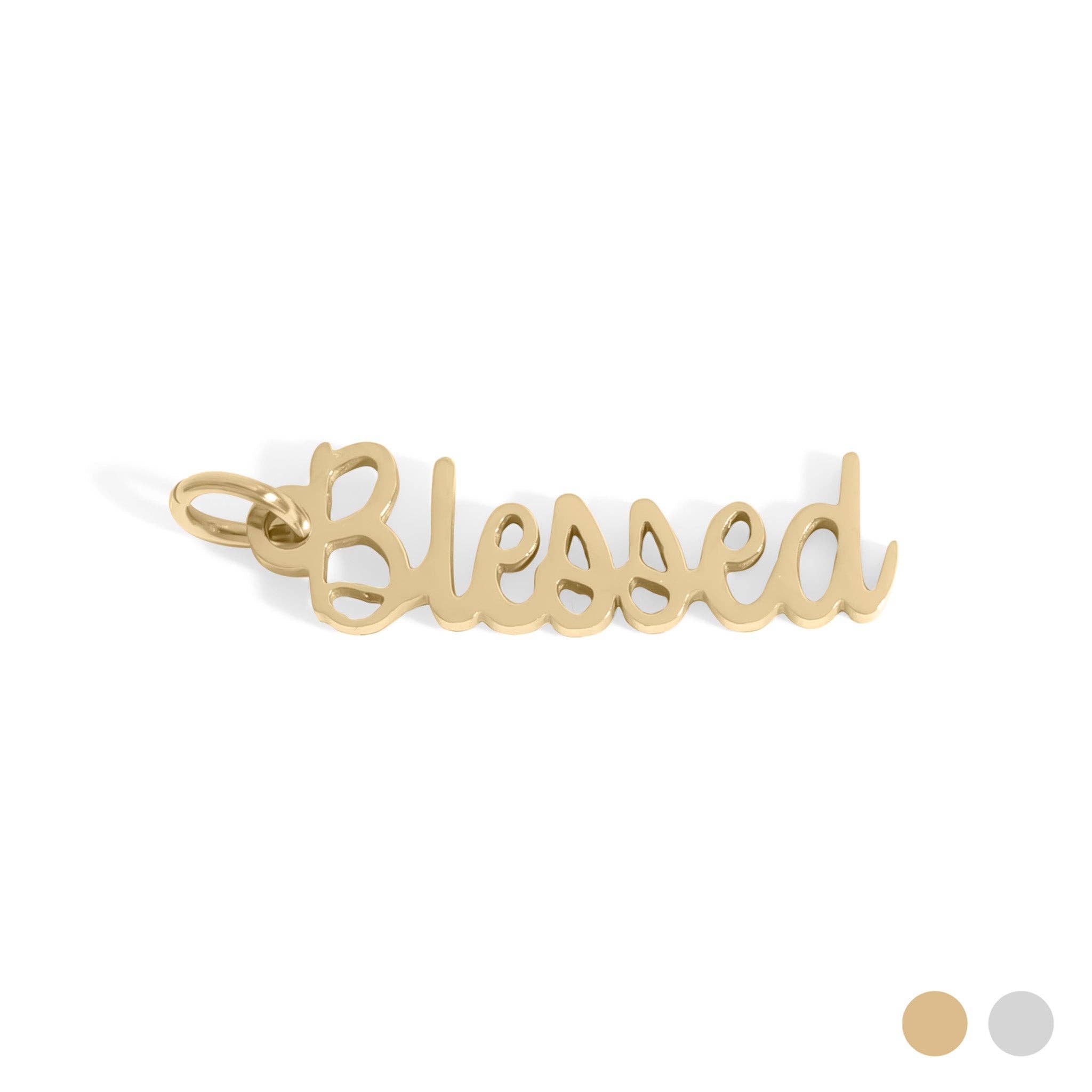 18K Gold PVD Stainless Steel Blessed Charm: Gold