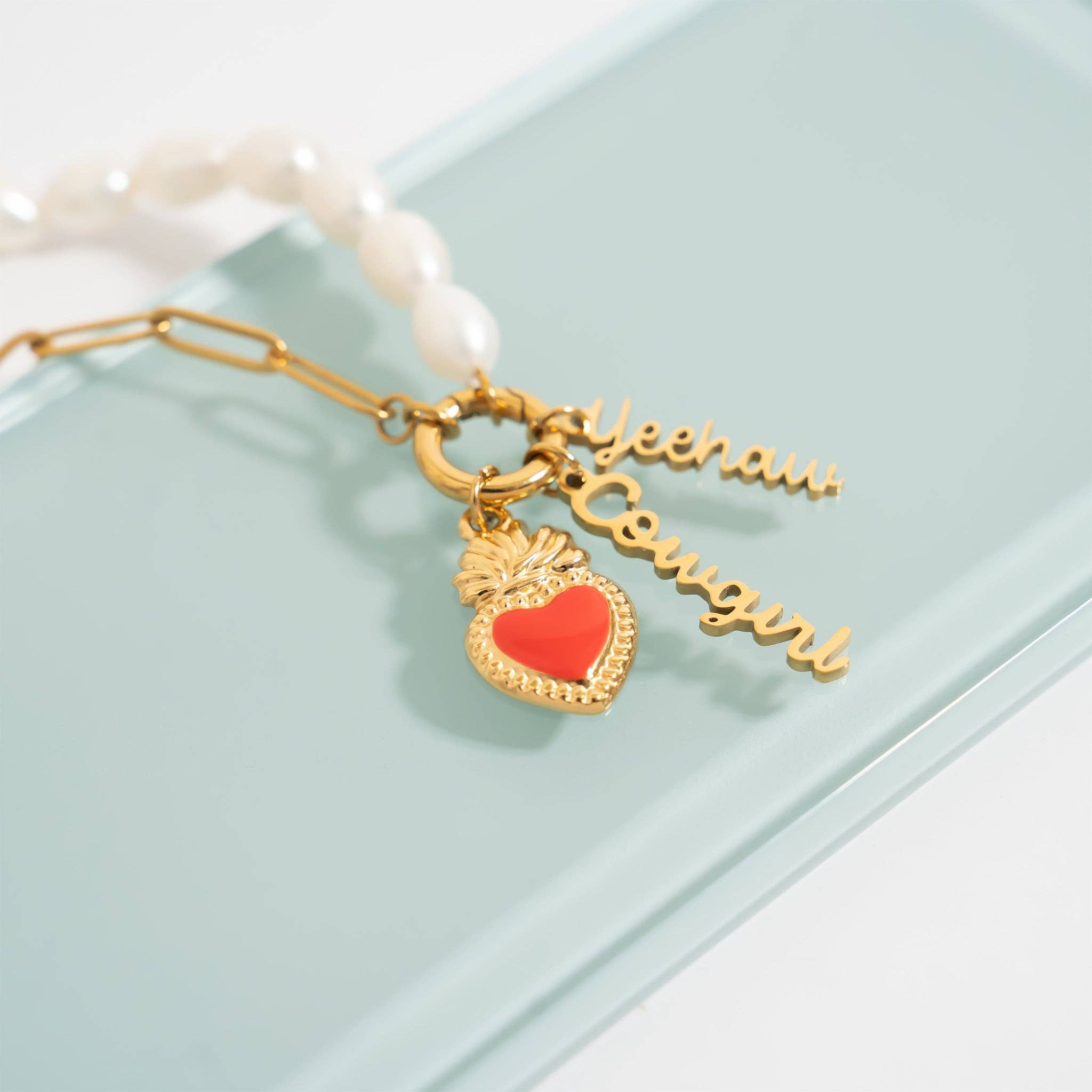 18K Gold PVD Stainless Steel Yeehaw Charm: Gold