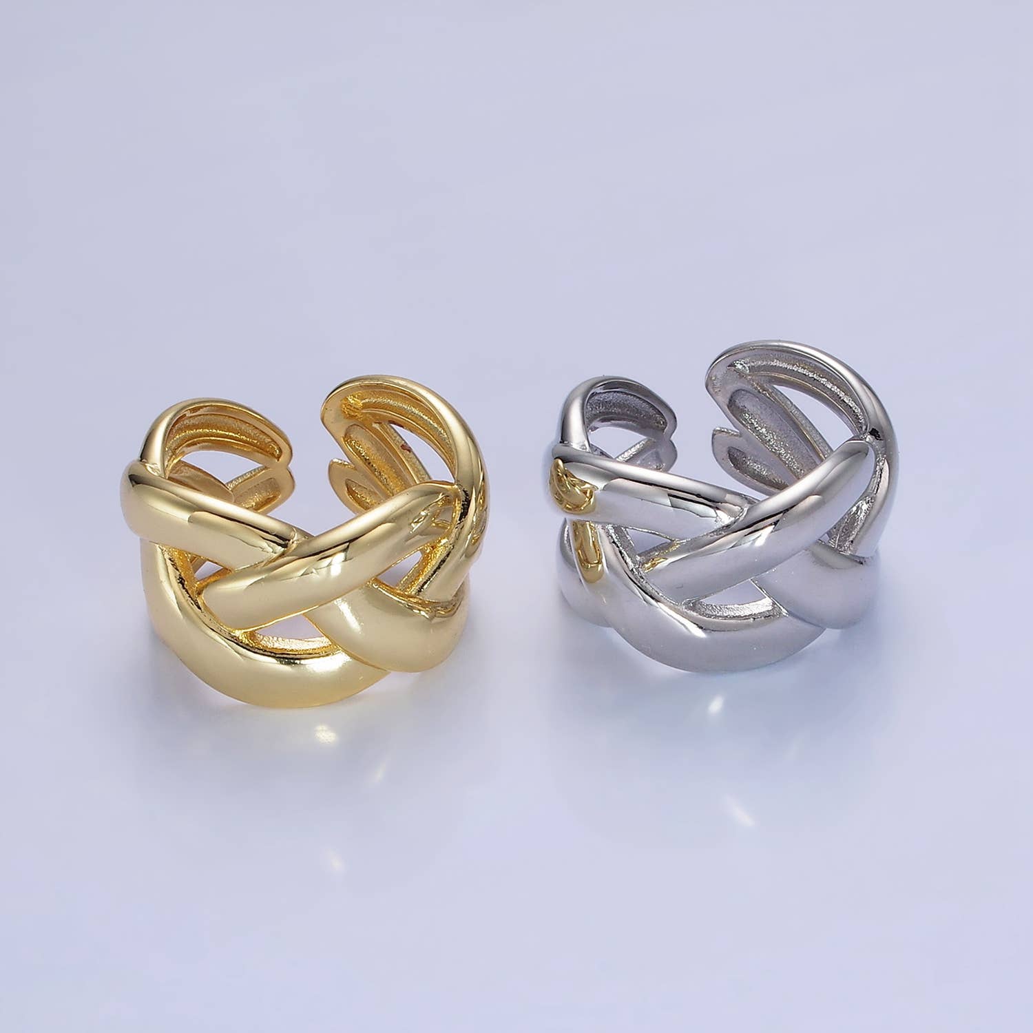14K Gold Filled Multiple Band Fold Ring in Gold & Silver: Gold