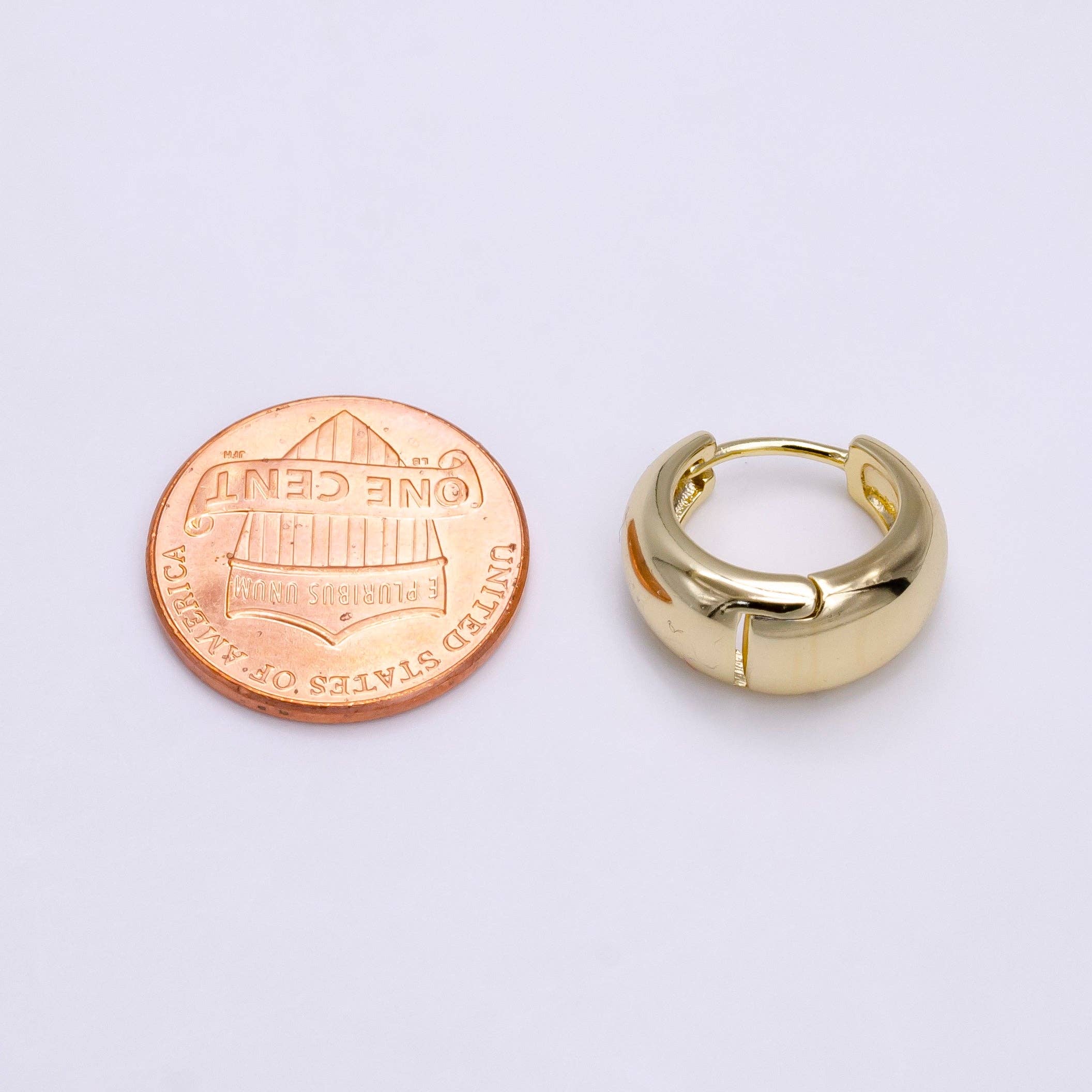 14K Gold Filled 15mm Dome Minimalist Huggie Earrings | AE783