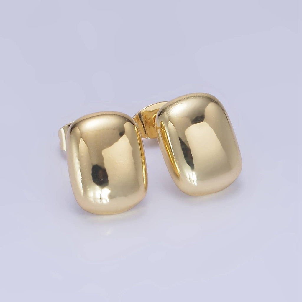 14K Gold Filled Mini Rectangular Bar Stud Earrings: Gold