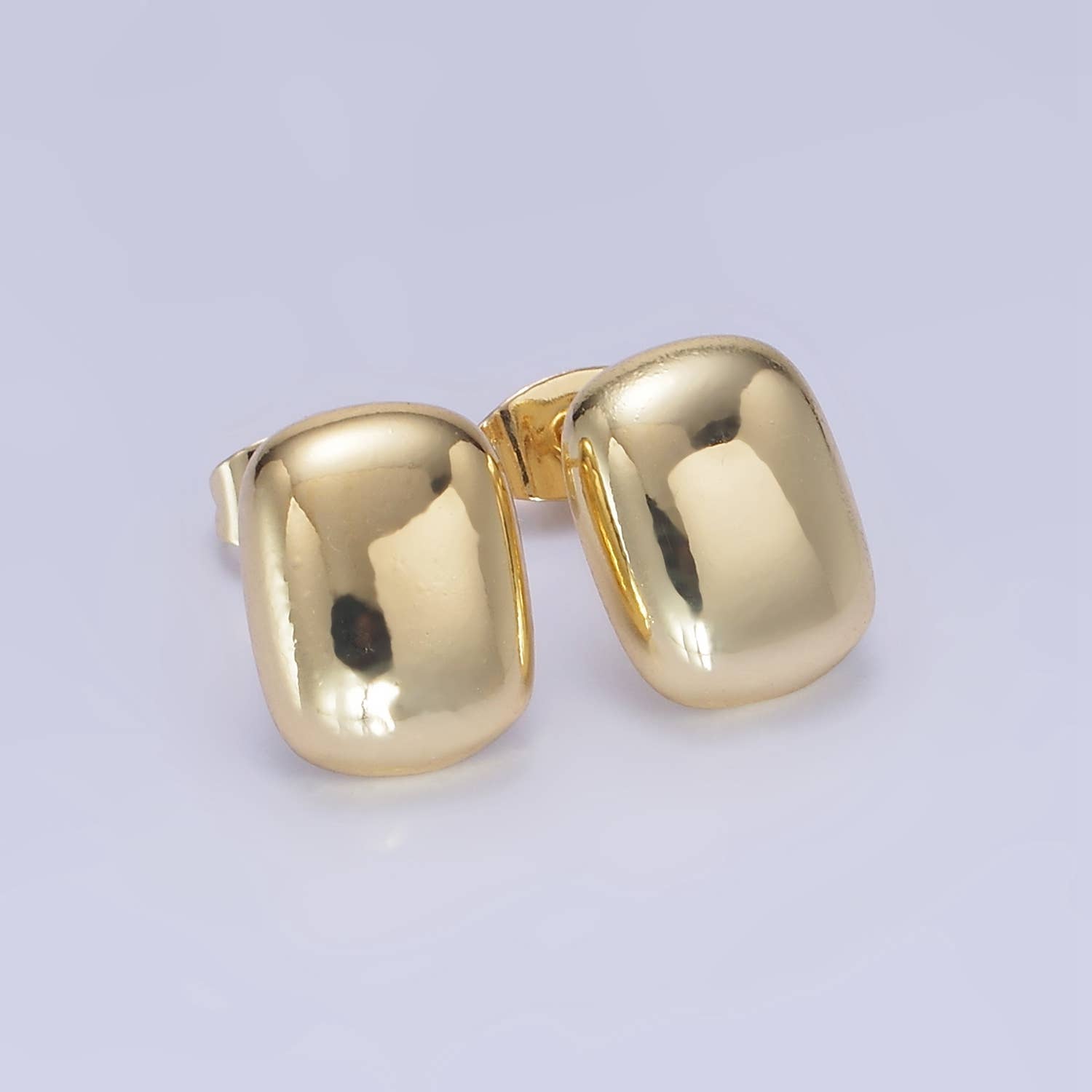 14K Gold Filled Mini Rectangular Bar Stud Earrings: Gold