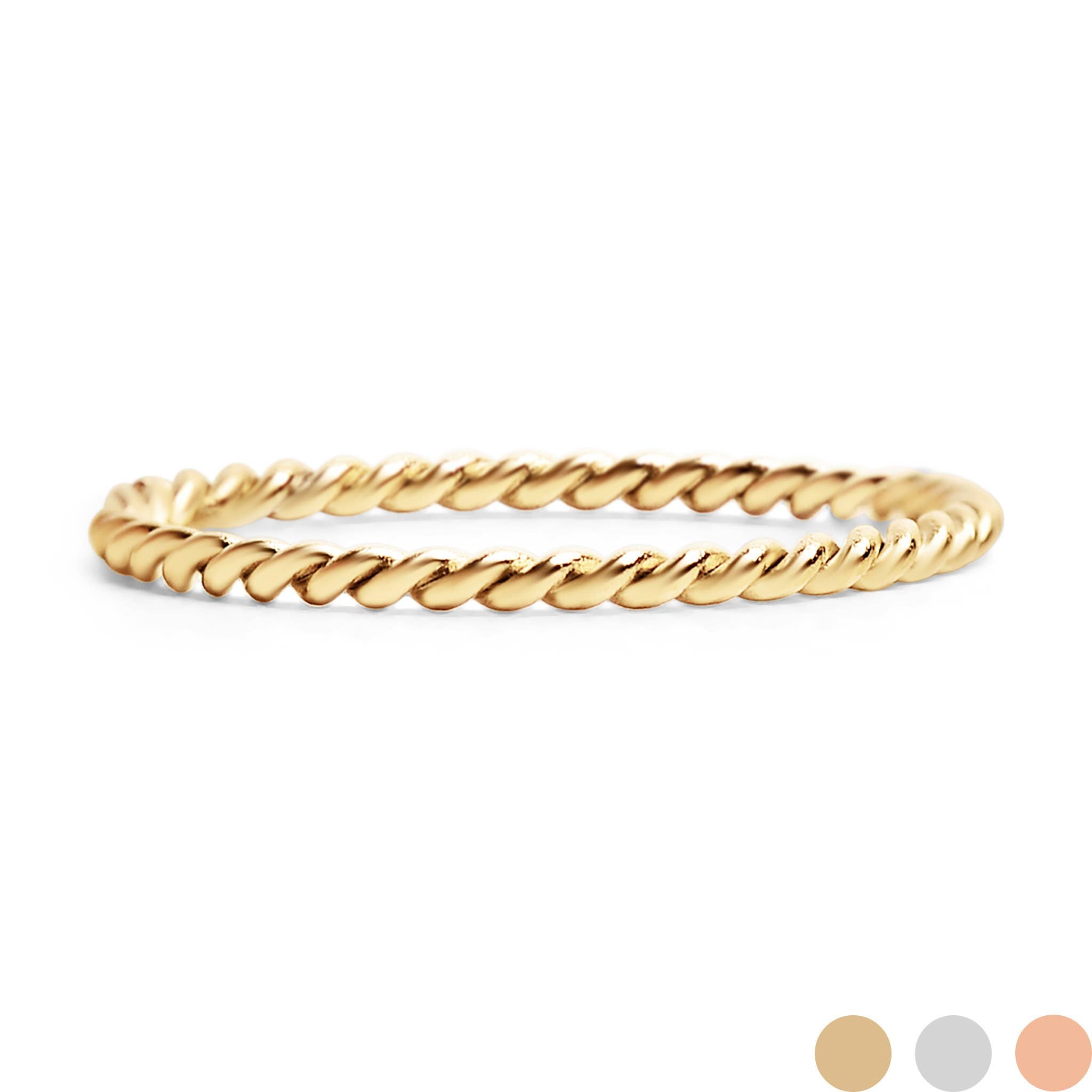 Stainless Steel Braided Stacking Ring - Hypoallergenic: Gold / 6