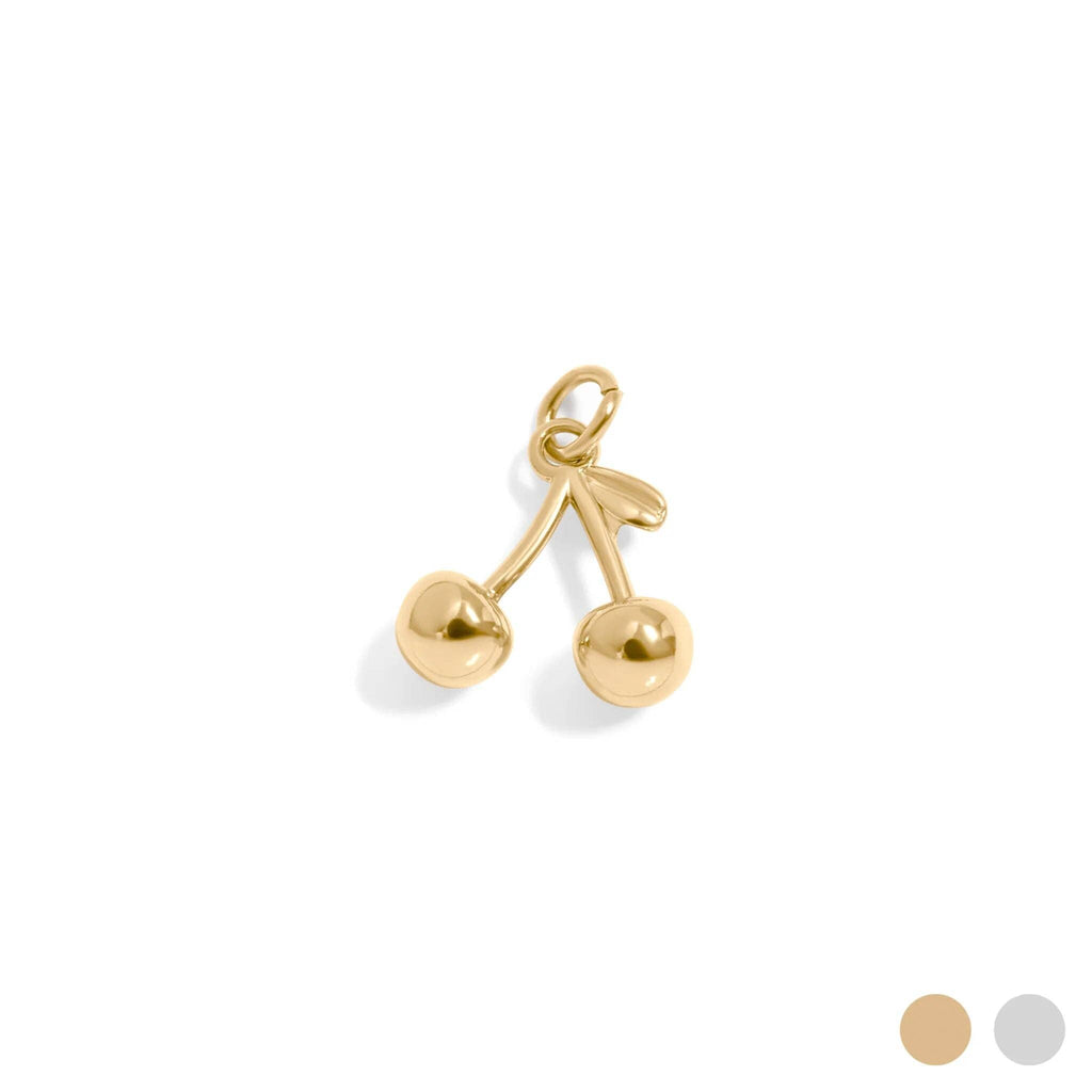 18K Gold PVD Stainless Steel Cherry Charm: Gold