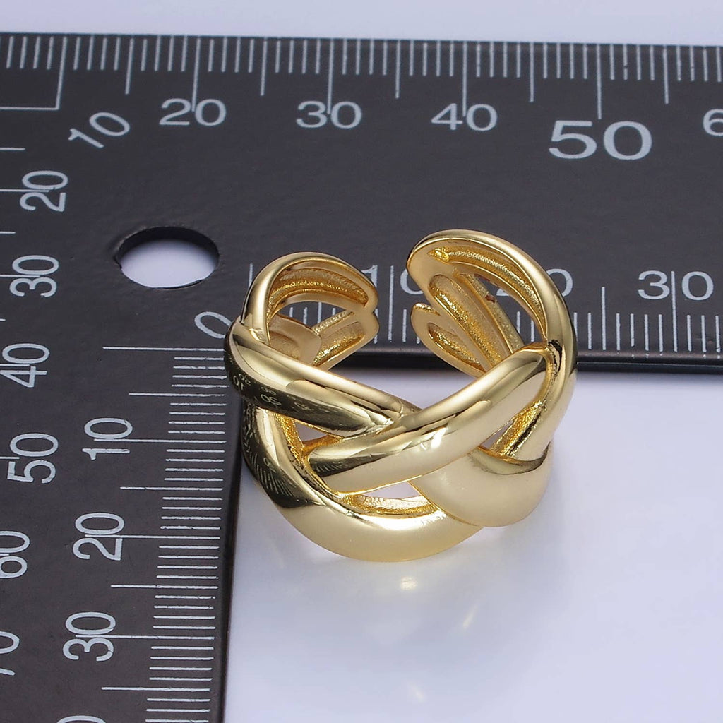 14K Gold Filled Multiple Band Fold Ring in Gold & Silver: Gold