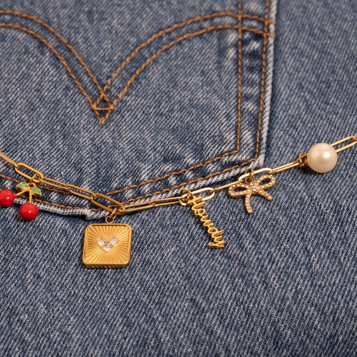 18K Gold PVD Stainless Steel Howdy Charm: Gold