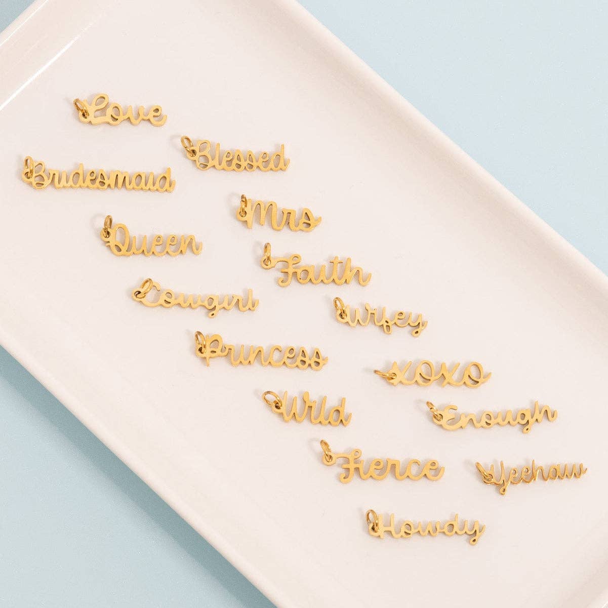 18K Gold PVD Stainless Steel Blessed Charm: Gold