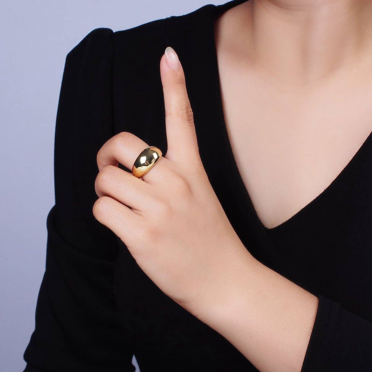 14K Gold Filled Dome Minimalist Band Statement Ring | O-572