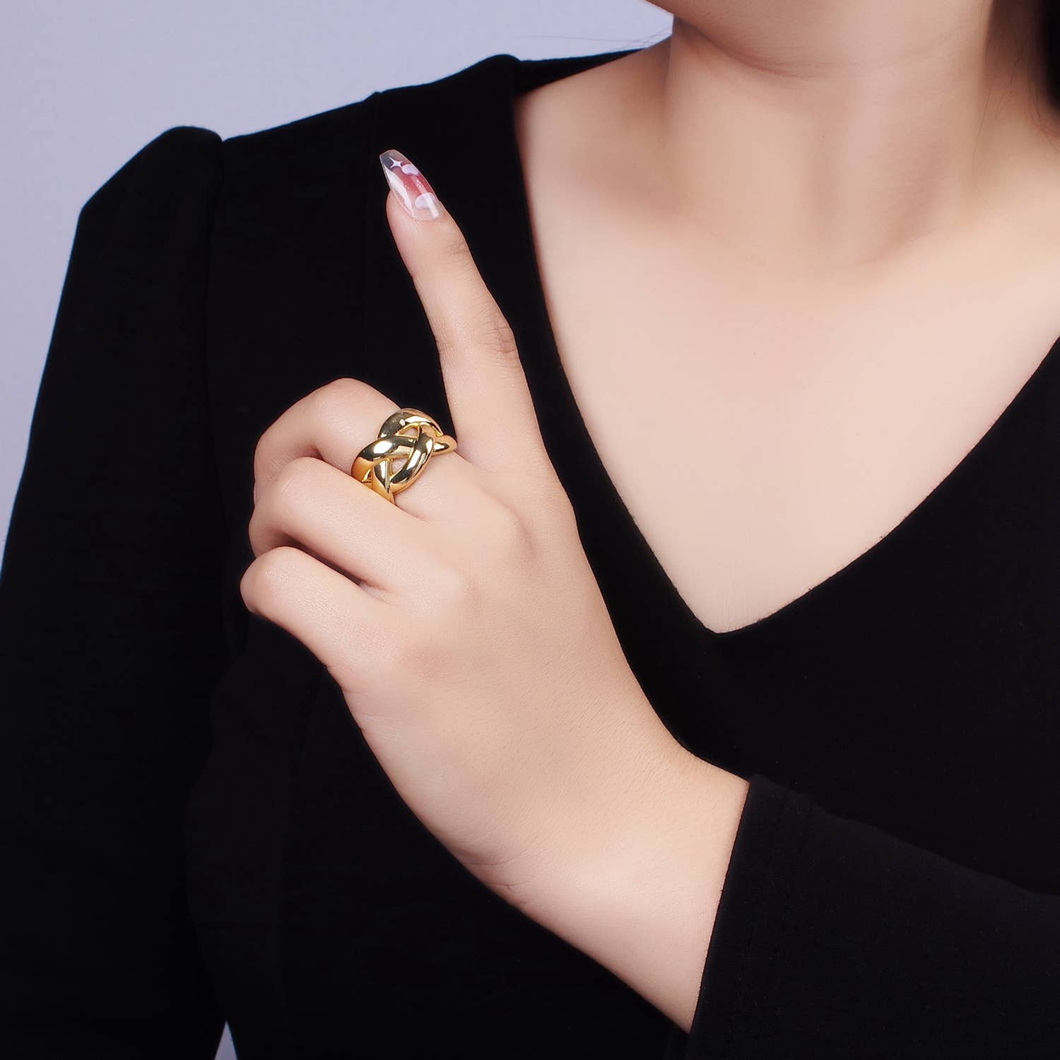14K Gold Filled Multiple Band Fold Ring in Gold & Silver: Gold