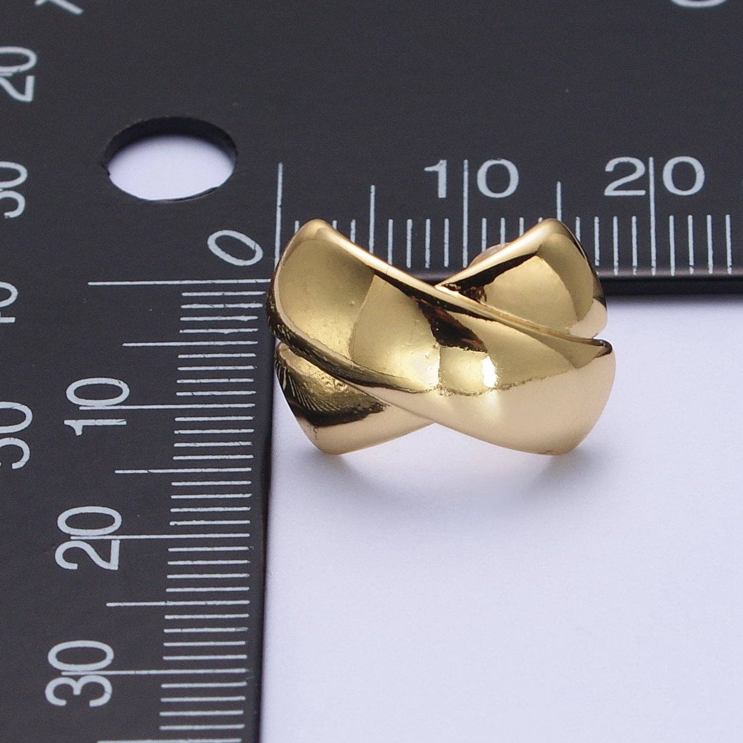 Gold Double Tape Flat Bar Cross Dome Stud Earrings AE1018